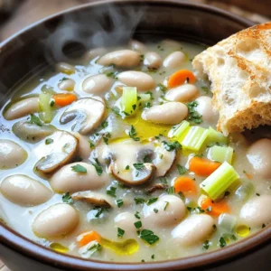 - 2 cups cooked white beans (cannellini or navy beans) - 1 cup cremini mushrooms, sliced - 1 medium onion, diced - 2 cloves garlic, minced - 2 carrots, diced - 2 celery stalks, diced - 4 cups vegetable broth - 1 cup diced tomatoes (canned or fresh) - 1 teaspoon dried thyme - 1 teaspoon dried rosemary - 1 bay leaf - Salt and pepper to taste - 2 tablespoons olive oil - Fresh parsley, chopped for garnish When I make my cozy white bean mushroom stew, I love using simple yet fresh ingredients. First, I include white beans. These are great for protein and fiber. I often use cannellini or navy beans because they are creamy and smooth. Next, I add cremini mushrooms. They bring a rich, earthy flavor to the dish. Slicing them thin helps them cook evenly. I also use a medium onion. Dicing it small allows it to blend well and add sweetness to the base. Then come my extra ingredients. I always use garlic for its bold flavor. Two cloves are just right. Carrots and celery add color and crunch. Dicing them keeps the texture nice. For the broth, I prefer vegetable broth. It keeps the stew vegan and adds depth. I never forget the diced tomatoes, either. They add acidity and a juicy texture. When it comes to herbs, dried thyme and rosemary work wonders. They give the stew a warm, comforting aroma. I finish with a bay leaf for a hint of complexity. Finally, I season with salt and pepper to taste. Olive oil adds a nice richness, and I like to garnish with fresh parsley. It brightens the dish and adds a pop of color. For the full recipe, you can check out Cozy White Bean Mushroom Stew. Enjoy cooking! 1. In a large pot, heat 2 tablespoons of olive oil over medium heat. 2. Add 1 medium diced onion. Sauté it for about 5 minutes. The onion should become soft and clear. 3. Next, add 2 minced garlic cloves. Cook for about 1 minute until it smells nice. 1. Stir in 2 diced carrots and 2 diced celery stalks. Cook them for 4-5 minutes. They should start to soften. 2. Mix in 1 cup of sliced cremini mushrooms. Cook for another 5-7 minutes. The mushrooms will release their juices and become tender. 1. Add 2 cups of cooked white beans, 1 cup of diced tomatoes, and 4 cups of vegetable broth to the pot. 2. Sprinkle in 1 teaspoon of dried thyme, 1 teaspoon of dried rosemary, and 1 bay leaf. Mix well. 3. Bring the pot to a boil. Then reduce the heat to low and cover it. 1. Let the stew simmer for 20-25 minutes. This allows all the flavors to mix. 2. Remove the bay leaf. Season with salt and pepper to taste. 3. Serve the stew hot, garnished with fresh chopped parsley. For the full recipe, check [Full Recipe]. To get the best flavor from your cozy white bean mushroom stew, focus on three key steps. First, sauté your onions and garlic well. This builds a strong flavor base. Second, let the mushrooms cook until tender. This brings out their rich taste. Third, add herbs like thyme and rosemary early. This helps them infuse into the stew. For substitutions, you can use other beans like chickpeas. They add a nice twist. If you don’t have cremini mushrooms, regular button mushrooms work too. You can also swap out vegetable broth for water if needed. This stew pairs well with crusty bread. The bread is perfect for dipping. You can also serve it with a fresh side salad. A mix of greens and a light vinaigrette works great. For garnishing, sprinkle fresh parsley on top. It adds color and freshness. You can drizzle a little olive oil on top for extra richness. Serve in deep bowls for a cozy feel. Preparing the stew in advance is a great idea. You can make it a day ahead. Just store it in the fridge after it cools. The flavors deepen overnight, making it even tastier. When reheating, do it slowly on the stove. This helps keep the flavors intact. If it’s too thick, add a splash of broth or water. Stir well and heat until warm. {{image_2}} You can make this stew even heartier. Adding plant-based proteins is a great choice. Try mixing in lentils, which cook quickly and add fiber. Quinoa also works well. It cooks fast and gives a nice texture. Both options boost protein without fuss. Feel free to swap out mushrooms or beans. If you don’t have cremini, try button mushrooms. They taste great too! For beans, black beans or chickpeas are fun options. You can also add seasonal veggies. Think of squash in fall or fresh peas in spring. This keeps the stew fresh and exciting. To spice things up, add extra spices for heat. A pinch of cayenne pepper can create warmth. If you prefer, use fresh herbs instead of dried. Fresh basil or parsley adds brightness. Just remember to add them at the end for the best flavor. Try these tips to make the stew your own and enjoy a cozy meal. For the full recipe, check the earlier section! To store leftovers, let the stew cool first. Once cool, place it in a container. Use an airtight container to keep it fresh. Glass or BPA-free plastic containers work best. These containers help maintain flavor and texture. To freeze the stew effectively, first, cool it completely. Ladle the stew into freezer-safe bags or containers. Leave some space for expansion. Seal tightly and label with the date. When you’re ready to eat, thaw it overnight in the fridge. To reheat, warm it on the stove until hot. Stir occasionally for even heating. The stew lasts about 3 to 5 days in the fridge. If frozen, it can last up to 3 months. Always check for signs of spoilage. Look for off smells, changes in color, or mold. If you see any of these signs, it’s best to discard it. Enjoy your cozy white bean mushroom stew while it’s fresh! For the full recipe, check out the earlier sections. Yes, you can use canned beans. They save time and add great flavor. Just rinse them well before adding to the stew. This step helps remove excess salt and makes the dish healthier. Canned beans are perfect for a quick meal. Yes, this stew is gluten-free. All the ingredients, like beans and vegetables, do not contain gluten. Just make sure your vegetable broth is also gluten-free. This makes it a great option for those with gluten sensitivity or celiac disease. To spice up your stew, add red pepper flakes. Start with a small amount, then taste. You can also add fresh jalapeños or hot sauce for extra heat. Experimenting with spices makes the dish exciting and unique to your taste. Absolutely! You can use any mushroom you like. Shiitake and portobello add rich flavors. Mix different types for a fun texture. Each type brings a special taste to the stew. Just remember to chop them into similar sizes for even cooking. This stew pairs well with crusty bread or rice. You can also serve it over quinoa for a healthy twist. A side salad adds freshness and crunch. These options enhance your meal and make it more filling. Don't forget to drizzle some olive oil on top for extra flavor! This stew recipe combines white beans, mushrooms, and fresh veggies for a hearty meal. You can make it your own by swapping ingredients or adding spices. Remember to store leftovers properly for future meals. With simple steps, you can create a dish that warms you up and tastes great. Enjoy cooking and sharing this delicious stew with friends and family. It offers comfort and creativity in one pot. Try it out, and make it a regular on your dinner table.