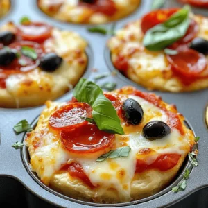 To make deep dish mini pizzas, you need a few key ingredients: - 1 cup all-purpose flour - 1/2 teaspoon baking powder - 1/4 teaspoon baking soda - 1/2 teaspoon salt - 2 tablespoons olive oil - 1/2 cup warm water - 1 cup marinara sauce - 1 1/2 cups shredded mozzarella cheese - 1/2 cup pepperoni slices These ingredients create a tasty crust and a rich filling. The flour, baking powder, and baking soda help the dough rise. The olive oil and warm water make the dough soft and easy to work with. Get creative with your mini pizzas! Here are some optional toppings you can try: - 1/4 cup sliced black olives - 1/4 teaspoon dried oregano - Fresh basil leaves for garnish You can mix and match, adding your favorite toppings. Want it spicy? Try jalapeños. Prefer veggies? Add bell peppers or mushrooms. Customize each mini pizza to suit your taste! You will need a few tools to make these mini pizzas: - Mixing bowl - Whisk - Muffin tin - Cooking spray or olive oil for greasing - Spoon for spreading sauce and toppings Using the right tools will help you create perfect mini pizzas. A muffin tin gives you the deep dish shape, while a whisk helps blend the dry ingredients easily. For the full recipe, check out the Deep Dish Mini Pizzas section! Enjoy your cooking adventure! To make the dough, start by mixing the dry ingredients. In a bowl, whisk together 1 cup of all-purpose flour, 1/2 teaspoon of baking powder, 1/4 teaspoon of baking soda, and 1/2 teaspoon of salt. This will be the base of your mini pizzas. Next, add 2 tablespoons of olive oil and 1/2 cup of warm water. Mix until a dough forms. If it's sticky, add a little more flour until it feels just right. Now it's time to shape your dough. Grease a muffin tin with cooking spray or olive oil. Divide the dough into 12 equal pieces. Press each piece into the bottom and sides of a muffin cavity. This creates your mini pizza crust. Next, spoon 1 tablespoon of marinara sauce into each crust. Spread it evenly for great flavor. Then, sprinkle about 2 tablespoons of shredded mozzarella cheese on top of the sauce. Add 2-3 slices of pepperoni for a tasty kick. If you like olives, toss in some black slices too. Finish with more cheese and a pinch of dried oregano for aroma. Preheat your oven to 375°F (190°C) while you prepare. Once assembled, place the muffin tin in the oven. Bake for 15-20 minutes. Keep an eye on them until the crust turns golden and the cheese is bubbling. After baking, let them cool for a few minutes. Gently lift each mini pizza out of the tin. For a fresh touch, add some basil leaves on top before serving. Enjoy your Deep Dish Mini Pizzas! For the complete recipe, check out the Full Recipe section. To make a great crust, use the right flour. I recommend all-purpose flour for a nice balance. When mixing the dough, make sure it is soft but not sticky. If needed, add a bit more flour. Press the dough into the muffin tin firmly. This helps keep the shape and prevents it from falling apart. Let the crust bake until golden. A crispy base makes the mini pizza even better. For the best cheese melt, use fresh mozzarella. Shred it yourself for a creamier texture. Sprinkle it evenly over the sauce. This helps it melt nicely. Avoid adding too much cheese at once. Layering it can help with even melting. You want that gooey stretch when you take a bite. If you like extra flavor, add some grated Parmesan on top before baking. One common mistake is overfilling the crust. Too much sauce or toppings can make the pizza soggy. Keep it balanced. Also, don’t skip preheating the oven. A hot oven helps the crust rise and cook well. Finally, let the mini pizzas cool slightly before removing them from the tin. This helps them hold their shape better. For the full recipe, check the instructions above. {{image_2}} You can easily make a vegetarian version of deep dish mini pizzas. Start with the same dough and marinara sauce. For toppings, use fresh veggies like bell peppers, mushrooms, and spinach. These add color and flavor. You can also sprinkle feta or goat cheese for a tangy twist. This version is tasty and healthy! If you love meat, try the meat lovers' option. Use the same dough but add more protein. Layer on pepperoni, sausage, and ham for a hearty bite. Don’t forget to top with extra cheese. This version is rich and filling. Each mini pizza bursts with flavors of your favorite meats! You can switch up sauces and ingredients for fun flavors. Instead of marinara, use pesto or BBQ sauce. These alternatives give a unique taste. For toppings, consider artichokes, jalapeños, or even pineapple. Get creative! Each variation makes your mini pizzas exciting and new. Check out the Full Recipe for more ideas! To store leftover mini pizzas, let them cool first. Place them in an airtight container. Keep the container in the fridge. They will stay fresh for about three days. If you want to keep them longer, consider freezing. To freeze mini pizzas, wrap each one in plastic wrap. Then, place them in a freezer bag. Make sure to remove as much air as possible. They can last up to two months in the freezer. Label the bag with the date for easy tracking. To reheat, preheat your oven to 350°F (175°C). Place the mini pizzas on a baking sheet. Heat them for about 10 to 15 minutes. You can also use a microwave, but the crust may not stay crispy. If you want a crispy crust, the oven is best. Enjoy your tasty snack! Deep dish mini pizzas are small, thick pizzas baked in muffin tins. They have a crust that is soft and chewy. You fill them with sauce, cheese, and toppings. They are great for parties or snacks. Each mini pizza is like a little bowl of flavor. The deep dish style makes them unique and fun to eat. Yes, you can make the dough ahead of time. Prepare the dough and wrap it tightly in plastic wrap. Store it in the fridge for up to two days. This saves time when you want to bake. Just remember to let it sit at room temperature for about 15 minutes before using. This helps the dough become easier to work with. Mini pizzas take about 15 to 20 minutes to bake. Preheat your oven to 375°F (190°C) before placing them inside. You’ll know they are done when the crust turns golden brown. The cheese should be bubbly and melted. Keep an eye on them to avoid overbaking. Enjoying warm mini pizzas is the best part! For the full recipe, check out the details above. Deep dish mini pizzas are fun and easy to make. We covered the key ingredients, how to prepare the dough, and the steps for baking. You can also customize them with your favorite toppings. Remember to watch out for common mistakes, like burnt crusts. Storing leftovers is simple, and reheating them keeps them tasty. I hope you try these mini pizzas soon. You'll enjoy making and eating them!