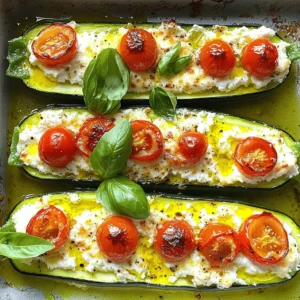 - 4 medium zucchinis - 1 cup ricotta cheese - 1/2 cup grated Parmesan cheese - 1/2 cup cherry tomatoes, halved - 1 garlic clove, minced Zucchini serves as a great base. It is low in carbs and high in fiber. Ricotta cheese adds a creamy texture and rich taste. The Parmesan brings sharpness to the dish. Cherry tomatoes add sweetness and a pop of color. Garlic enhances the overall flavor and aroma. - 1 teaspoon dried Italian herbs (oregano, basil, thyme) - 1 tablespoon olive oil - Salt and pepper to taste Italian herbs give the dish depth. Olive oil adds richness and helps with browning. Salt and pepper bring out the best in all flavors. Adjust these seasonings to your taste preference. - Fresh basil leaves Fresh basil leaves are a lovely touch. They add color and a fresh aroma. You can sprinkle them on right before serving for a bright finish. For the full recipe, check out the Full Recipe link. To start, preheat your oven to 375°F (190°C). This step ensures your dish bakes evenly. Next, take your zucchinis and slice them in half lengthwise. Use a spoon to scoop out the seeds, creating a hollow space in each half. Place the zucchini boats on a baking sheet, cut side up, ready for their delicious filling. In a mixing bowl, combine 1 cup of ricotta cheese, and 1/2 cup of grated Parmesan cheese. Add 1 minced garlic clove, 1 teaspoon of dried Italian herbs, and a sprinkle of salt and pepper. Mix everything until it looks smooth. Now, gently fold in 1/2 cup of halved cherry tomatoes. This adds a lovely burst of flavor and color to your dish. Next, take the ricotta mixture and spoon it into each hollowed zucchini half. Pack it nicely, so each bite is full of flavor. After stuffing, drizzle a tablespoon of olive oil over the zucchinis. This adds moisture and richness. Now, bake them in your preheated oven for about 25-30 minutes. You want the zucchinis to be tender and the cheese to turn a nice golden color. Once done, let them cool slightly. These low-carb ricotta-stuffed zucchinis are now ready to impress! For the complete recipe, check out the Full Recipe. To start, choose medium-sized zucchinis. They are easier to stuff and cook evenly. Look for zucchinis that are firm and shiny. Avoid those with soft spots or blemishes. Fresh zucchinis taste better and hold up well during baking. When selecting zucchinis, consider the color. A deep green hue often means more flavor. You can also check the weight; heavier zucchinis usually have more moisture. This moisture keeps the dish juicy and tasty. You can customize the flavor of your ricotta-stuffed zucchini in many ways. Add your favorite herbs or spices to the ricotta mix. Try fresh basil or a pinch of red pepper flakes for heat. This makes the dish more personal and fun! If you want extra protein, mix in cooked ground beef or turkey. You can also add vegetables like spinach or bell peppers. This keeps the dish healthy and adds more nutrients. Baking is key to a perfect texture. Bake your zucchinis at 375°F (190°C) for 25-30 minutes. This timing lets the cheese melt and the zucchini soften without turning mushy. To avoid soggy zucchinis, make sure to scoop out enough seeds. This creates space for the filling while keeping the zucchini firm. You can also place them cut side up on a baking sheet. This way, they cook evenly and stay intact. For the full recipe, check out the Low-Carb Ricotta-Stuffed Zucchini recipe. Enjoy your cooking! {{image_2}} I love how versatile low-carb ricotta-stuffed zucchini can be. You can easily switch it up to suit your tastes. Here are some fun variations to try. If you crave meat, add cooked ground beef or sausage to the filling. Brown the meat in a pan and drain excess fat. Mix it into the ricotta mixture before stuffing the zucchinis. This twist will make it hearty and satisfying. You can also experiment with different types of meat, like turkey or chicken, for a lighter option. For a fresh take, incorporate spinach or other veggies into the mix. Sauté chopped spinach until wilted, then add it to the ricotta. You can also use bell peppers, mushrooms, or even artichokes for added flavor and texture. These options keep the dish light and healthy, perfect for veggie lovers. To enhance taste, try different spices and cheese substitutions. Add a pinch of red pepper flakes for heat or mix in some smoked paprika for depth. You can also swap Parmesan for feta or goat cheese for a tangy twist. Play with flavors until you find the perfect combination that excites your palate. These variations make my ricotta-stuffed zucchini even more fun. I encourage you to explore and find your favorite mix. Check out the Full Recipe for all the details! To keep your leftover stuffed zucchini fresh, store it in the fridge. Place the zucchini in an airtight container. This helps maintain moisture and prevents odors. Use the leftovers within three days for the best taste and quality. Before eating, check for any signs of spoilage. If you want to save your stuffed zucchini for later, freezing is a great option. First, let them cool completely. Then, wrap each piece in plastic wrap or foil. Place them in a freezer-safe bag or container. This way, they can stay fresh for up to three months. When you are ready to eat, thaw them in the fridge overnight. Reheating stuffed zucchini can be simple. The best method is to use an oven. Preheat your oven to 350°F (175°C). Place the zucchini in a baking dish and cover it with foil. Heat for about 15-20 minutes, until warmed through. You can also use a microwave for quick reheating. Just place it on a microwave-safe plate and heat for 1-2 minutes. Enjoy your delicious leftovers! For the full recipe, check out the section above. Ricotta-stuffed zucchini is a great low-carb dish. Each serving has about 6 grams of carbs. This includes the carbs from zucchinis and the cheese. Zucchinis are low in carbs, making them a perfect base. The ricotta adds creaminess without many carbs. You can enjoy this dish guilt-free while staying within your carb limits. Yes, you can use other cheeses! For a creamier texture, try mascarpone or cream cheese. If you want a sharper taste, go for feta or goat cheese. Each cheese brings its own flavor. Experiment and find what you love. Mixing cheeses can also create a delightful taste. Just remember that the texture may change based on your choice. Stuffed zucchini pairs well with many side dishes. A fresh salad with greens and a light vinaigrette works well. You could also serve it with roasted vegetables. For a heartier meal, add some grilled chicken or fish. This creates a balanced meal with protein. Each option complements the zucchini nicely, making your dinner more enjoyable. For the full recipe, check the link. Low-carb ricotta-stuffed zucchini is a tasty and healthy dish. We covered the key ingredients, like zucchini, ricotta, and cherry tomatoes, along with seasonings and oils. I shared step-by-step instructions for preparation, filling, and baking. You learned tips for choosing the right zucchini and customizing flavors. We also explored variations, storage methods, and answered common questions. Now, you can easily make this dish, whether for a meal or a snack. Enjoy while knowing it fits your low-carb needs!