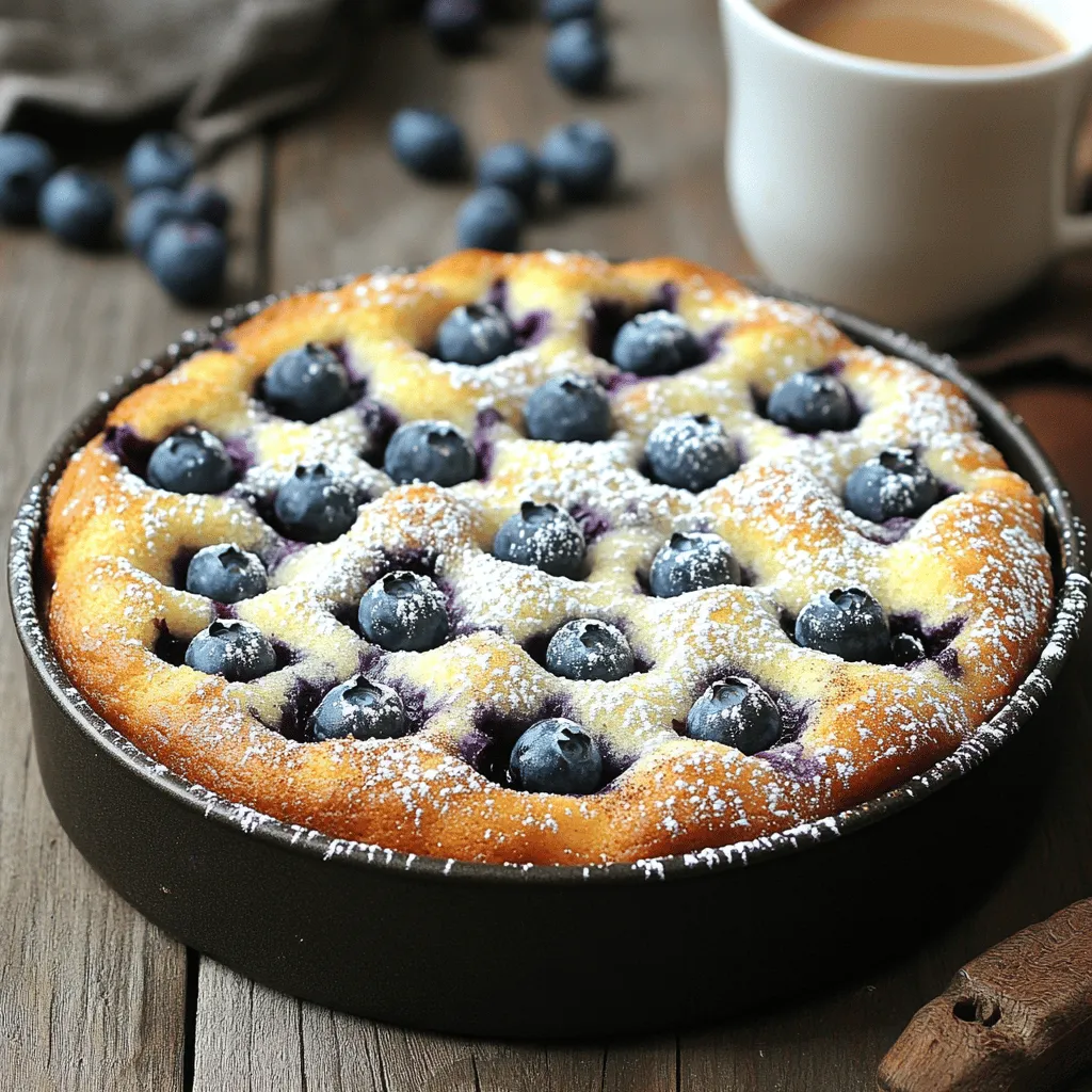 - 2 cups all-purpose flour - 1 cup granulated sugar - 1/2 cup unsalted butter - 1 cup sour cream - 3 large eggs - 1 teaspoon vanilla extract - 1 teaspoon baking powder - 1/2 teaspoon baking soda - 1/2 teaspoon salt - 2 cups fresh blueberries - 1 teaspoon cinnamon - 1 tablespoon lemon zest Gathering the right ingredients is key for a tasty Blueberry Sour Cream Coffee Cake. Each item plays a special role in making your cake moist and flavorful. How do the ingredients work together? - Flour gives the cake structure. - Sugar adds sweetness and moisture. - Butter brings richness and creaminess. - Sour cream keeps the cake moist and adds tang. - Eggs bind everything and help it rise. - Vanilla extract enhances the overall flavor. - Baking powder and baking soda are the leavening agents. - Salt balances the sweetness and enhances flavors. - Blueberries provide bursts of juicy flavor. - Cinnamon and lemon zest add a warm and bright note. - Calories per serving: About 250 calories. - Macronutrient breakdown: - Carbohydrates: 40g - Fats: 10g - Proteins: 4g - Dietary considerations: For a gluten-free option, use a gluten-free flour blend. Understanding the nutrition helps you enjoy the cake guilt-free. You can savor each slice, knowing you chose great ingredients. For the full recipe, check out the complete guide on making this delightful coffee cake. To start, preheat your oven to 350°F (175°C). This step is key for even baking. While the oven warms up, take a 9-inch round cake pan or a 9x13-inch baking dish and grease it well. Use butter or non-stick spray to coat the pan. This will help the cake slide out easily later. In a mixing bowl, cream together 1/2 cup of softened butter and 1 cup of granulated sugar. Mix until it turns light and fluffy, which takes about 3-4 minutes. Next, add 3 large eggs one at a time. Be sure to mix well after each egg. Then, stir in 1 teaspoon of vanilla extract and 1 tablespoon of lemon zest for a fresh taste. In another bowl, whisk together 2 cups of all-purpose flour, 1 teaspoon of baking powder, 1/2 teaspoon of baking soda, and 1/2 teaspoon of salt. Gradually add this dry mix to your wet ingredients. Alternate adding it with 1 cup of sour cream. Start and end with the flour mix. Mix just until combined to keep the cake light. Now comes the fun part: adding blueberries! Take 2 cups of fresh blueberries and gently fold them into the batter. Be careful not to smash them. Use a spatula and lift the batter over the berries. This will keep them whole and pretty in the cake. Before baking, mix 1 teaspoon of cinnamon with a sprinkle of sugar in a small bowl. Pour half of your batter into the prepared pan. Sprinkle half of the cinnamon-sugar mix on top. Add the rest of the batter, then finish with the remaining cinnamon-sugar. Bake the cake for 35-40 minutes. To check if it’s done, insert a toothpick into the center. If it comes out clean, the cake is ready. Follow these steps for a delightful Blueberry Sour Cream Coffee Cake. For more details, check the Full Recipe. To ensure even baking, always preheat your oven to the correct temperature. Use an oven thermometer to check. Place the cake pan in the center of the oven. This helps heat circulate around it. If you use a different pan size, adjust the baking time. A larger pan will cook faster. Start checking for doneness a few minutes early. Presentation is key! Dust the cooled cake with powdered sugar before serving. Add a few fresh blueberries on top for color. This makes the cake look inviting. For drinks, serve with a warm cup of coffee or tea. The flavors of the cake pair perfectly with these beverages. If your cake turns out too dry, try adding a bit more sour cream. This adds moisture and richness. You can also check your oven temperature. If it’s too hot, it may dry out faster. For a dense or heavy cake, make sure you mix the batter gently. Overmixing can create a tough texture. {{image_2}} You can swap sour cream for Greek yogurt. This change gives a nice tang. It also adds more protein. You might not notice a big taste change. For a healthier option, try alternative sweeteners. Maple syrup or honey can work well. Just adjust the amount to keep the right texture. Want to add some crunch? Toss in nuts like walnuts or almonds. They pair well with blueberries. You can also mix in different fruits. Raspberries or strawberries can add a fun twist. Just make sure to keep the fruit fresh or use frozen if needed. Change things up with spices for fall. A dash of nutmeg or allspice can warm the flavors. For the holidays, add festive items. Chopped cranberries or pumpkin puree can make this cake extra special. Each season offers a chance to reinvent this classic treat. Try it out and enjoy! Let your coffee cake cool completely before storing it. This step is key. If you store it while warm, it can create steam and make the cake soggy. I recommend using an airtight container. A glass or plastic container works well. You can also wrap the cake tightly in plastic wrap. This method keeps it fresh for longer. Freezing your blueberry sour cream coffee cake is easy. First, cut it into slices. Wrap each slice in plastic wrap. Then place the wrapped slices in a freezer bag. Make sure to remove as much air as possible. For best texture, use your cake within three months. When you're ready to eat, take a slice out of the freezer. Let it thaw in the fridge overnight. You can also warm it in the microwave for about 20-30 seconds. Your coffee cake will taste best if eaten within 3-5 days. Store it at room temperature for the best flavor. If you see mold or if the cake smells off, it is time to toss it. Keep an eye out for these signs of spoilage. Enjoy your delicious cake while it is fresh! For the complete Blueberry Bliss Sour Cream Coffee Cake recipe, check the [Full Recipe]. Sour cream coffee cake stands out due to its moist texture and rich flavor. The sour cream adds a tangy taste and helps keep the cake soft. This cake is dense but not heavy, making it perfect for breakfast or a snack. You also get a delightful crumb from the blueberries, which burst with flavor as you bite into them. Yes, you can make this coffee cake ahead of time! Bake it a day before your event. Once cooled, wrap it well in plastic wrap. Store it in the fridge for up to three days. When ready to serve, warm it in the oven at 350°F for about 10 minutes. This will refresh the cake and bring back its lovely texture. To help your cake rise well, make sure your ingredients are at room temperature. Cold eggs and sour cream can affect the rise. Also, measure your flour correctly. Too much flour can lead to a dense cake. Use the spoon and level method to ensure you get just the right amount. Yes, you can make a gluten-free version! Substitute all-purpose flour with a gluten-free blend. Look for blends that contain xanthan gum for better texture. You may need to adjust the baking time slightly. Always check for doneness with a toothpick to ensure it cooks through. This blog post covered how to make a delicious sour cream coffee cake. You learned about the key ingredients, steps to prepare the batter, and tips for perfect baking. I shared ideas for variations and how to store your cake. Baking can be fun and rewarding, especially when you make this treat. Remember, with practice and care, you can create a cake everyone will love. So gather your ingredients and start baking today! Enjoy a slice with friends or a warm cup of coffee.