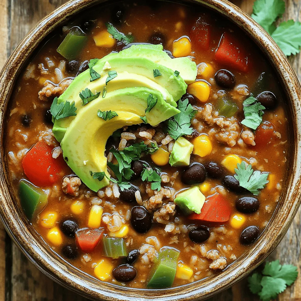 Crockpot Taco Rice Soup Hearty and Flavorful Dish
