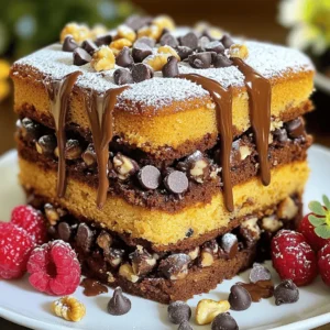 To make the perfect chocolate chip cake, gather these ingredients: - Dry Ingredients: - 2 cups all-purpose flour - 1 ½ teaspoons baking powder - ½ teaspoon baking soda - ½ teaspoon salt - Wet Ingredients: - ¾ cup unsalted butter, softened - 1 cup granulated sugar - ¾ cup brown sugar, packed - 3 large eggs - 1 teaspoon vanilla extract - 1 cup buttermilk - Add-ins: - 1 ½ cups semi-sweet chocolate chips - ½ cup chopped walnuts (optional) - Powdered sugar for dusting (optional) Each ingredient plays a role in making this cake fluffy and moist. The butter and sugars create a rich base. The buttermilk adds a slight tang and keeps the cake tender. Chocolate chips give a sweet burst in every bite. You can add walnuts for a nice crunch or dust with powdered sugar for a pretty finish. For the full recipe, check out the detailed steps to create this delightful treat! 1. Preheat your oven to 350°F (175°C). This helps your cake rise nicely. 2. Prep your cake pans. Grease and flour two 9-inch round cake pans. You can also use parchment paper. 3. Mix dry ingredients. In a medium bowl, whisk together 2 cups of flour, 1 ½ teaspoons of baking powder, ½ teaspoon of baking soda, and ½ teaspoon of salt. Set this aside. 4. Cream butter and sugars. In a large bowl, beat ¾ cup of softened butter, 1 cup of granulated sugar, and ¾ cup of brown sugar until fluffy. This takes about 3-5 minutes. 5. Incorporate eggs and vanilla. Add 3 large eggs one at a time, mixing well after each. Then mix in 1 teaspoon of vanilla extract. 6. Alternate dry ingredients with buttermilk. Gradually mix in the dry ingredients with 1 cup of buttermilk. Start and end with the flour mixture. Mix until just combined. 7. Folding in chocolate chips and walnuts. Gently fold in 1 ½ cups of semi-sweet chocolate chips and ½ cup of chopped walnuts, if you like them. 8. Bake the cake. Divide the batter evenly between the pans. Bake for 25-30 minutes. Check with a toothpick; it should come out clean. 9. Cool the cakes. Let the cakes cool in the pans for 10 minutes. Then, remove them from pans and place them on wire racks to cool completely. For the full recipe, check the details listed above. Enjoy making your cake! To bake the best chocolate chip cake, keep your oven at the right temperature. An even heat is key. Preheat your oven to 350°F (175°C) before you start. It helps the cake rise and bake evenly. Use an oven thermometer to check if your oven is accurate. Measuring your ingredients can make a big difference. Use dry measuring cups for flour and sugar. Scoop the flour and level it off with a flat edge. For liquids, use a clear measuring cup with a spout. This way, you will get the right amounts every time. Presentation matters. To make your cake look great, stack the layers. Drizzle melted chocolate or ganache on top. It adds a nice touch of richness. You can also serve it with fresh berries or a dollop of whipped cream. This adds color and a fun flavor twist. For a simple finish, dust the top with powdered sugar. It gives a nice contrast to the chocolate. You can also add chocolate chips on top for a more decadent look. Sometimes cakes can turn out dry. If this happens, you can fix it. Try to add a bit of simple syrup. Mix equal parts sugar and water, heat until dissolved, and brush it on the cake layers. This will add moisture back into your cake. If your cake has a sunken middle, don’t panic. This often happens if the batter is too wet or if it hasn’t cooked long enough. Next time, check your oven temperature and bake a little longer. You can trim the sunken part and cover it with frosting. A little creativity can save the day. For the full recipe, check out the complete instructions above. {{image_2}} You can enjoy chocolate chip cake in many ways. If you want a vegan option, replace the eggs with flaxseed meal. Mix 1 tablespoon of flaxseed with 3 tablespoons of water for each egg. Use a plant-based butter to keep it dairy-free. For gluten-free chocolate chip cake, swap the all-purpose flour for a gluten-free blend. Make sure your baking powder is gluten-free too. This way, everyone can share in the joy of cake! Want to spice things up? Adding cinnamon gives your cake warmth and depth. A hint of espresso can wake up the chocolate flavor. Just a teaspoon of each can do wonders. You can also switch up the chocolate! Use dark chocolate for a richer taste or white chocolate for a sweet twist. Try mixing different types for even more fun. Toppings can change the whole cake vibe. Instead of regular frosting, try a cream cheese frosting for a tangy kick. You can also drizzle caramel or melted chocolate for extra sweetness. Seasonal fruits make great toppings too. Strawberries in spring or apples in fall can add freshness. Fresh berries on top look great and taste even better! For the full recipe of the chocolate chip cake, check the section above. Enjoy experimenting! To keep your chocolate chip cake fresh, store it in an airtight container. This method prevents dryness and keeps it moist. You can also wrap the cake tightly in plastic wrap. If you want to freeze the cake, slice it first. Wrap each slice in plastic wrap, then place them in a freezer-safe bag. This way, you can enjoy a slice anytime you crave it. The shelf life of your chocolate chip cake depends on storage. In the fridge, it lasts about five days. If you freeze it, the cake can be good for up to three months. Always check for signs of spoilage before eating. Look for mold, an off smell, or a change in texture. If you notice any of these signs, it’s best to toss it. Enjoy your cake fresh, and store it well to keep the flavor alive! How do I prevent my cake from sinking? To prevent a cake from sinking, ensure your oven is properly preheated. Avoid opening the oven door while baking. Make sure to measure your ingredients accurately, especially the baking powder. Also, mix the batter until just combined; overmixing can add air and lead to a collapse. What can I substitute for buttermilk? If you don't have buttermilk, you can use milk and vinegar. For one cup of buttermilk, mix one tablespoon of vinegar with enough milk to make one cup. Let it sit for five minutes. You can also use yogurt or sour cream mixed with water. Can I make this cake in advance? Yes, you can make this cake in advance. Bake it a day before and let it cool. Store it in an airtight container at room temperature. You can frost it the next day for a fresh taste. What is the best way to serve chocolate chip cake? Serve the cake at room temperature. You can dust it with powdered sugar or add whipped cream on top. For extra flavor, pair it with fresh berries or a scoop of ice cream. Can I use margarine instead of butter? You can use margarine instead of butter, but it may change the flavor slightly. Use the same amount as the recipe calls for. What is a good alternative for granulated sugar? A good alternative to granulated sugar is coconut sugar or brown sugar. You can also use honey, but reduce the liquid in your recipe slightly. You now have all the steps, tips, and variations to make an amazing chocolate chip cake. From gathering the right ingredients to keeping it fresh, I covered it all. Remember to check your cake for doneness and experiment with flavors. Feel free to adapt the recipe to fit your needs. Whether you enjoy it as is or with fun toppings, this cake is sure to please. Happy baking and enjoy your delicious creation!