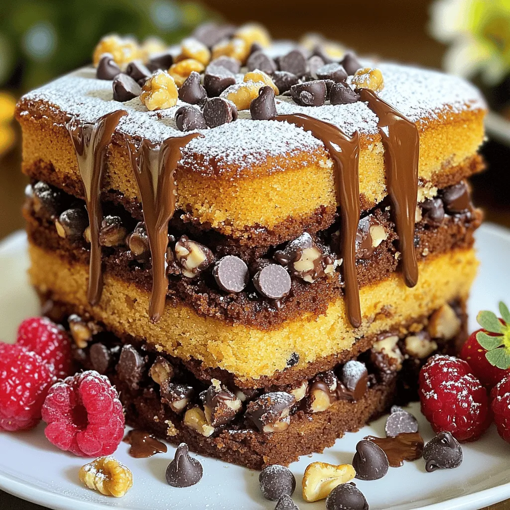 To make the perfect chocolate chip cake, gather these ingredients: - Dry Ingredients: - 2 cups all-purpose flour - 1 ½ teaspoons baking powder - ½ teaspoon baking soda - ½ teaspoon salt - Wet Ingredients: - ¾ cup unsalted butter, softened - 1 cup granulated sugar - ¾ cup brown sugar, packed - 3 large eggs - 1 teaspoon vanilla extract - 1 cup buttermilk - Add-ins: - 1 ½ cups semi-sweet chocolate chips - ½ cup chopped walnuts (optional) - Powdered sugar for dusting (optional) Each ingredient plays a role in making this cake fluffy and moist. The butter and sugars create a rich base. The buttermilk adds a slight tang and keeps the cake tender. Chocolate chips give a sweet burst in every bite. You can add walnuts for a nice crunch or dust with powdered sugar for a pretty finish. For the full recipe, check out the detailed steps to create this delightful treat! 1. Preheat your oven to 350°F (175°C). This helps your cake rise nicely. 2. Prep your cake pans. Grease and flour two 9-inch round cake pans. You can also use parchment paper. 3. Mix dry ingredients. In a medium bowl, whisk together 2 cups of flour, 1 ½ teaspoons of baking powder, ½ teaspoon of baking soda, and ½ teaspoon of salt. Set this aside. 4. Cream butter and sugars. In a large bowl, beat ¾ cup of softened butter, 1 cup of granulated sugar, and ¾ cup of brown sugar until fluffy. This takes about 3-5 minutes. 5. Incorporate eggs and vanilla. Add 3 large eggs one at a time, mixing well after each. Then mix in 1 teaspoon of vanilla extract. 6. Alternate dry ingredients with buttermilk. Gradually mix in the dry ingredients with 1 cup of buttermilk. Start and end with the flour mixture. Mix until just combined. 7. Folding in chocolate chips and walnuts. Gently fold in 1 ½ cups of semi-sweet chocolate chips and ½ cup of chopped walnuts, if you like them. 8. Bake the cake. Divide the batter evenly between the pans. Bake for 25-30 minutes. Check with a toothpick; it should come out clean. 9. Cool the cakes. Let the cakes cool in the pans for 10 minutes. Then, remove them from pans and place them on wire racks to cool completely. For the full recipe, check the details listed above. Enjoy making your cake! To bake the best chocolate chip cake, keep your oven at the right temperature. An even heat is key. Preheat your oven to 350°F (175°C) before you start. It helps the cake rise and bake evenly. Use an oven thermometer to check if your oven is accurate. Measuring your ingredients can make a big difference. Use dry measuring cups for flour and sugar. Scoop the flour and level it off with a flat edge. For liquids, use a clear measuring cup with a spout. This way, you will get the right amounts every time. Presentation matters. To make your cake look great, stack the layers. Drizzle melted chocolate or ganache on top. It adds a nice touch of richness. You can also serve it with fresh berries or a dollop of whipped cream. This adds color and a fun flavor twist. For a simple finish, dust the top with powdered sugar. It gives a nice contrast to the chocolate. You can also add chocolate chips on top for a more decadent look. Sometimes cakes can turn out dry. If this happens, you can fix it. Try to add a bit of simple syrup. Mix equal parts sugar and water, heat until dissolved, and brush it on the cake layers. This will add moisture back into your cake. If your cake has a sunken middle, don’t panic. This often happens if the batter is too wet or if it hasn’t cooked long enough. Next time, check your oven temperature and bake a little longer. You can trim the sunken part and cover it with frosting. A little creativity can save the day. For the full recipe, check out the complete instructions above. {{image_2}} You can enjoy chocolate chip cake in many ways. If you want a vegan option, replace the eggs with flaxseed meal. Mix 1 tablespoon of flaxseed with 3 tablespoons of water for each egg. Use a plant-based butter to keep it dairy-free. For gluten-free chocolate chip cake, swap the all-purpose flour for a gluten-free blend. Make sure your baking powder is gluten-free too. This way, everyone can share in the joy of cake! Want to spice things up? Adding cinnamon gives your cake warmth and depth. A hint of espresso can wake up the chocolate flavor. Just a teaspoon of each can do wonders. You can also switch up the chocolate! Use dark chocolate for a richer taste or white chocolate for a sweet twist. Try mixing different types for even more fun. Toppings can change the whole cake vibe. Instead of regular frosting, try a cream cheese frosting for a tangy kick. You can also drizzle caramel or melted chocolate for extra sweetness. Seasonal fruits make great toppings too. Strawberries in spring or apples in fall can add freshness. Fresh berries on top look great and taste even better! For the full recipe of the chocolate chip cake, check the section above. Enjoy experimenting! To keep your chocolate chip cake fresh, store it in an airtight container. This method prevents dryness and keeps it moist. You can also wrap the cake tightly in plastic wrap. If you want to freeze the cake, slice it first. Wrap each slice in plastic wrap, then place them in a freezer-safe bag. This way, you can enjoy a slice anytime you crave it. The shelf life of your chocolate chip cake depends on storage. In the fridge, it lasts about five days. If you freeze it, the cake can be good for up to three months. Always check for signs of spoilage before eating. Look for mold, an off smell, or a change in texture. If you notice any of these signs, it’s best to toss it. Enjoy your cake fresh, and store it well to keep the flavor alive! How do I prevent my cake from sinking? To prevent a cake from sinking, ensure your oven is properly preheated. Avoid opening the oven door while baking. Make sure to measure your ingredients accurately, especially the baking powder. Also, mix the batter until just combined; overmixing can add air and lead to a collapse. What can I substitute for buttermilk? If you don't have buttermilk, you can use milk and vinegar. For one cup of buttermilk, mix one tablespoon of vinegar with enough milk to make one cup. Let it sit for five minutes. You can also use yogurt or sour cream mixed with water. Can I make this cake in advance? Yes, you can make this cake in advance. Bake it a day before and let it cool. Store it in an airtight container at room temperature. You can frost it the next day for a fresh taste. What is the best way to serve chocolate chip cake? Serve the cake at room temperature. You can dust it with powdered sugar or add whipped cream on top. For extra flavor, pair it with fresh berries or a scoop of ice cream. Can I use margarine instead of butter? You can use margarine instead of butter, but it may change the flavor slightly. Use the same amount as the recipe calls for. What is a good alternative for granulated sugar? A good alternative to granulated sugar is coconut sugar or brown sugar. You can also use honey, but reduce the liquid in your recipe slightly. You now have all the steps, tips, and variations to make an amazing chocolate chip cake. From gathering the right ingredients to keeping it fresh, I covered it all. Remember to check your cake for doneness and experiment with flavors. Feel free to adapt the recipe to fit your needs. Whether you enjoy it as is or with fun toppings, this cake is sure to please. Happy baking and enjoy your delicious creation!