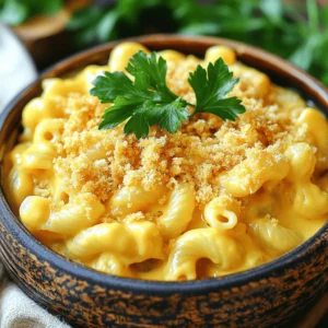 To make this creamy delight, you need just a few key ingredients. Here they are: - 1 lb elbow macaroni - 4 cups sharp cheddar cheese, shredded - 2 cups mozzarella cheese, shredded - 1 cup cream cheese, softened - 4 cups whole milk - 1/2 cup unsalted butter, cut into small pieces - 2 teaspoons garlic powder - 1 teaspoon onion powder - Salt and pepper to taste These ingredients work together to create a smooth and cheesy dish. The combination of cheeses adds depth and richness. The cream cheese makes it extra creamy, while the macaroni serves as the perfect base. You can easily make this dish your own. Here are some optional ingredients you might like to try: - 1/2 cup breadcrumbs (for a crunchy topping) - Fresh parsley, chopped (for garnish) - Cooked bacon or chicken (for added protein) - A dash of hot sauce (for a bit of heat) Feel free to mix and match these extras. They can enhance the flavor and texture of your mac and cheese. When cooking, it’s good to know what you’re eating. Here’s a rough idea of the nutrition per serving: - Calories: 500 - Protein: 22g - Fat: 25g - Carbohydrates: 50g This dish is rich and filling. It’s great for family meals or cozy nights in. The creamy texture and cheesy flavor make it a crowd-pleaser. For the full recipe, check the section above. To start, grab your large crockpot. Make sure it is clean and dry. Place it on a flat surface. This will help the heat spread evenly. Next, add 1 pound of elbow macaroni to the crockpot. Pour in 4 cups of whole milk. Make sure the macaroni is fully covered. Then, add 1 cup of softened cream cheese. Stir in 4 cups of shredded sharp cheddar cheese and 2 cups of shredded mozzarella cheese. Toss in 1/2 cup of unsalted butter, cut into small pieces. Finally, sprinkle in 2 teaspoons of garlic powder, 1 teaspoon of onion powder, and salt and pepper to taste. Mix everything gently to combine. Cover the crockpot and set it on low. Let it cook for about 2 to 3 hours. Stir occasionally to keep the cheese sauce creamy. When the pasta is tender, it’s almost ready. If you want a crispy top, mix 1/2 cup of breadcrumbs with melted butter. Add this on top in the last 15 minutes of cooking. Once done, stir well to coat all the pasta. Adjust the seasoning if needed. Serve hot and garnish with chopped parsley for a nice touch. For detailed instructions, check the Full Recipe. To make your mac and cheese super creamy, use full-fat dairy. Whole milk and cream cheese work best. Here are some key tips: - Use fresh cheese: Grate your cheese right before cooking. - Don’t overcook: Stir occasionally, but don’t keep the lid off too long. - Check consistency: If it seems thick, add a splash of milk. I’ve seen many people make the same errors. Avoid these common pitfalls: - Wrong pasta type: Always use elbow macaroni for the best texture. - Too much liquid: Follow the recipe; too much milk can make it soupy. - Skipping ingredients: Don’t leave out the cream cheese. It adds richness. Want to take your dish up a notch? Here’s how: - Add spices: A pinch of cayenne or smoked paprika adds a nice kick. - Mix in extras: Try adding cooked bacon or sautéed onions for depth. - Garnish well: Fresh parsley not only looks good but adds a fresh taste. For the complete recipe, check out the Full Recipe section. {{image_2}} You can boost flavor by adding proteins to your mac and cheese. Cooked chicken is a great choice. Just shred it and mix it in. Bacon also adds a nice crunch and smoky taste. Cook the bacon first, then chop it up. Stir it in before the last 15 minutes of cooking. This step makes your dish heartier and satisfying. You can make a vegan version that everyone will love. Use plant-based cheeses instead of dairy. Choose almond milk or oat milk for a creamy base. You can also add nutritional yeast for a cheesy flavor. Mix in some cooked veggies like broccoli or spinach for extra nutrients. This version keeps the comfort while being dairy-free. Switching cheeses can change the whole taste of your dish. Try gouda for a smoky flavor or pepper jack for some heat. Mixing cheeses, like cheddar and fontina, creates a rich taste. You can even mix in cream cheese for extra creaminess. Experiment with your favorite cheeses to find your perfect blend. For the complete recipe, check out the Full Recipe section. After your family enjoys the creamy crockpot mac and cheese, let it cool. Place any leftovers in an airtight container. This keeps it fresh for later. You can store it in the fridge for up to three days. To reheat, scoop a portion into a bowl. Add a splash of milk to keep it creamy. Microwave it on medium power for two to three minutes. Stir halfway through to heat evenly. You can also reheat it on the stove. Just warm it gently over low heat. You can freeze mac and cheese for up to three months. Use a freezer-safe container. Leave some space at the top, as it may expand when frozen. To thaw, move it to the fridge overnight. Reheat as mentioned above. If it seems dry, add a little milk when reheating. Enjoy your creamy meal again! For the full recipe, check out the detailed instructions provided. It takes about 2 to 3 hours to cook macaroni in a crockpot. The time can vary based on your crockpot's heat settings. I suggest checking the pasta after 2 hours. Stir it gently. You want the macaroni to be tender but not mushy. Yes, you can use gluten-free pasta in this recipe. Look for elbow macaroni made from rice or lentils. Just keep an eye on the cooking time. Gluten-free pasta often cooks faster than regular pasta. Start checking for doneness around 1.5 hours. For a dairy-free version, use plant-based cheese. Many brands offer good options now. You can also use nutritional yeast for a cheesy flavor. Another option is to blend soaked cashews with almond milk. This gives a creamy texture without dairy. If you want to make a full dairy-free dish, check the Full Recipe for more guidance. This article explored how to make creamy Crockpot mac and cheese. We discussed key ingredients, customizable options, and hands-on steps for preparation. You learned tips for a perfect texture and flavor, as well as various delicious variations. We also covered storage methods to keep your leftovers fresh. Remember, cooking should be fun and creative. Don’t hesitate to try new things. Enjoy your mac and cheese adventure!