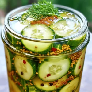 To make quick and easy refrigerator pickles, you need a few key ingredients: - 1 medium cucumber, sliced into thin rounds - 1 cup distilled white vinegar - 1 cup water - 2 tablespoons granulated sugar - 1 tablespoon sea salt - 1 teaspoon mustard seeds - 1 teaspoon dill seeds - 1 clove garlic, peeled and smashed These ingredients create a perfect brine that gives the pickles their tangy flavor. You can add some extra flair with optional ingredients: - 1/2 teaspoon red pepper flakes (for a little heat) - 1 tablespoon fresh dill, chopped (for garnish) These additions can enhance the taste and make your pickles unique. To make these pickles, you will need: - A medium saucepan - A clean glass jar with a lid Using the right equipment helps ensure your pickles turn out great. You can find the full recipe for more details. First, wash your cucumber well. Use cold water to remove dirt. Then, slice it into thin rounds. Thin slices soak up the brine better. You can use a knife or a mandoline for even slices. Set the slices aside while you make the brine. Grab a medium saucepan and add the vinegar, water, sugar, and salt. Heat it on medium. Stir until both the sugar and salt dissolve. This step is key for flavor. Once mixed, take it off the heat and let it cool a bit. After a few minutes, add the mustard seeds, dill seeds, smashed garlic, and red pepper flakes if you want some heat. Next, place the cucumber slices into a clean glass jar. You can pack them in tightly, which helps with flavor. Pour the cooled brine over the cucumbers. Make sure they are fully submerged. If needed, press down gently to fit everything. Seal the jar tightly with a lid. Let it cool to room temperature before moving it to the fridge. For the best taste, let the pickles marinate for at least 24 hours. You can enjoy them for up to two weeks. Check out the Full Recipe for more details! To boost flavor, add herbs and spices to your brine. Fresh dill gives a nice touch. You can also use thyme, coriander, or bay leaves. Each herb adds a unique taste. For more kick, try adding a few slices of jalapeños. Experimenting is key! If you love garlic, add more cloves. The flavor will deepen as the pickles sit. Balancing sweetness and salt makes your pickles shine. If you prefer sweeter pickles, add more sugar. Start with a teaspoon at a time. Taste the brine after each addition. For saltiness, reduce salt if needed. Remember, the longer the pickles sit, the flavors will intensify. Packing your pickles right helps in flavor development. Use a clean glass jar for storage. Pack the cucumber slices tightly. This keeps them submerged in the brine. Use a weight, like a small plate, if needed. Store your jar in the fridge for best results. Pickles taste better after 24 hours. They can last up to two weeks. For a full recipe, check out the detailed steps above! {{image_2}} You can add heat to your pickles. Just include red pepper flakes for a kick. For more spice, try sliced jalapeños or chili peppers. These spicy additions bring extra flavor and excitement to each bite. Cucumbers are great, but you can try other veggies too. Carrots, radishes, and green beans work well. Slice them thin for quick pickling. Each vegetable brings its own taste and texture, making your pickles unique. You can balance sweet and savory flavors in your pickles. For sweet pickles, add more sugar or try a bit of honey. If you prefer savory, increase the salt or add garlic. This way, you tailor the taste to fit your mood. For the full recipe, check out the Quick & Easy Refrigerator Pickles. To keep your refrigerator pickles fresh, use a clean glass jar. A tightly sealed jar helps keep out air. Make sure the cucumbers stay submerged in the brine. If needed, add more liquid. Store the jar in the fridge to maintain crispness and flavor. Refrigerator pickles can last up to two weeks. After making them, wait at least 24 hours for the best taste. The brine helps preserve them. Always check for any signs of spoilage before eating. If the pickles look or smell off, it's best to toss them. Watch for any changes in color or smell. If the brine becomes cloudy, that’s a sign of spoilage. Also, check the texture. If the pickles feel mushy or slimy, do not eat them. Always trust your senses; if something seems wrong, it’s safer to discard them. Refrigerator pickles can last for up to two weeks. Store them in the fridge. After two weeks, the taste may change. They might still be safe to eat, but the crunch could fade. Yes, you can use different types of vinegar. Apple cider vinegar adds a fruity flavor. Rice vinegar is milder and sweet. Experiment with what you like best. Each vinegar gives a unique taste to your pickles. Some common mistakes include not using enough salt or sugar. Skipping the marination time can also lead to bland pickles. Another mistake is not packing the cucumbers tightly. Make sure to follow the recipe for the best results. To make your pickles crunchier, use fresh cucumbers. You can also soak them in cold water for a few hours before pickling. Adding ice to the brine is another trick. These methods help keep your pickles firm. Yes, letting the pickles marinate for 24 hours is important. This time allows the flavors to blend well. If you taste them sooner, they will be less flavorful. For the best taste, wait at least a day. For the full recipe, check out the section above! Refrigerator pickles are easy and fun to make at home. We covered essential ingredients, step-by-step instructions, and helpful tips. Adding your choice of spices can enhance your pickles' flavor. Remember to customize them to suit your taste. Proper storage extends their life, so keep an eye on them. Enjoy your crunchy, tangy creations while sharing them with friends and family. Making refrigerator pickles can be a great bonding activity and a tasty reward!
