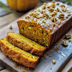 - 1 cup grated zucchini - 1 cup canned pumpkin puree - 1/2 cup vegetable oil - 1 cup brown sugar - 1/2 cup granulated sugar - 3 large eggs - 1 teaspoon vanilla extract - 2 cups all-purpose flour - 1 teaspoon baking soda - 1 teaspoon baking powder - 1 teaspoon ground cinnamon - 1/2 teaspoon ground nutmeg - 1/2 teaspoon salt - 1 cup chopped walnuts or pecans (optional) - 1/2 cup raisins or chocolate chips (optional) The ingredients in pumpkin zucchini bread create a warm and rich flavor. Each one plays a key role. Grated zucchini adds moisture and a subtle taste. Canned pumpkin puree gives a rich, earthy base. Vegetable oil keeps the bread soft. Brown sugar provides a deep sweetness. Granulated sugar adds a light touch. Eggs help bind everything together. Vanilla extract enhances the flavor. All-purpose flour gives structure. Baking soda and baking powder help the bread rise. Cinnamon and nutmeg bring warmth. Salt balances the sweetness. You can add walnuts or pecans for crunch. Raisins or chocolate chips can add extra sweetness and fun. This recipe is simple and perfect for sharing. I suggest checking out the Full Recipe for all the steps. - Preheat the oven to 350°F (175°C). - Grease or line the loaf pan. Start by making your kitchen warm and inviting. Preheating the oven helps the bread bake evenly. Next, prepare your loaf pan. You can grease it with oil or line it with parchment paper. This step prevents the bread from sticking. It makes serving easier. - Combine zucchini, pumpkin, and other wet ingredients. In a large bowl, combine the grated zucchini and canned pumpkin puree. This mix adds moisture and flavor. Next, stir in the vegetable oil, brown sugar, granulated sugar, eggs, and vanilla extract. Mix well until everything blends smoothly. This step is key for a tasty bread. - Whisk together dry ingredients in a separate bowl. In another bowl, whisk together the all-purpose flour, baking soda, baking powder, cinnamon, nutmeg, and salt. These dry ingredients give your bread structure and flavor. Make sure they are well combined. This ensures even flavor and texture in every bite. - Mix wet and dry until combined, fold in optional ingredients, and bake. Now, gradually add the dry mixture to the wet ingredients. Stir gently until just combined. Be careful not to overmix; a few lumps are okay. If you want extra flavors, fold in the walnuts or pecans and raisins or chocolate chips. Pour the batter into the prepared loaf pan. Smooth the top with a spatula. Bake for 60-70 minutes. Check with a toothpick to see if it’s done. If it comes out clean, your bread is ready! To check for doneness, use a toothpick. Insert it into the center of the bread. If it comes out clean, the bread is ready. If it has wet batter, bake a little longer. This simple trick ensures your bread is perfectly cooked. For the best results, use a 9x5 inch loaf pan. This size helps the bread rise evenly. It also allows the heat to circulate well. A dark or non-stick pan may brown the bread too much. If you use one, keep an eye on it. Do not overmix the batter. Overmixing can make the bread tough. Stir the wet and dry ingredients until just combined. A few lumps are okay. This keeps the bread light and fluffy. When adding nuts or fruits, fold them in gently. Use a spatula to incorporate them without breaking the batter. This helps keep the texture nice and even throughout. For a tasty garnish, try a dollop of cream cheese or butter. It adds a rich flavor that pairs well with the bread. You can also sprinkle some cinnamon on top for added warmth. Serve slices on a wooden board for a lovely presentation. If you want to make it a meal, consider pairing it with a warm cup of tea or coffee. This makes a cozy snack or breakfast option. Enjoy your Pumpkin Zucchini Bread with friends or family! {{image_2}} You can mix up the flavor of your Pumpkin Zucchini Bread in fun ways. Adding spices like ginger or clove can give it a warm kick. These spices add depth and make each bite exciting. You can also try different sweeteners. For example, maple syrup or honey can replace brown sugar. Using oils like coconut instead of vegetable oil can change the taste too. Each option brings a unique twist to this classic recipe. If you follow a vegan diet, you can replace the eggs and milk with alternatives. Flax eggs work well; just mix one tablespoon of ground flaxseed with three tablespoons of water. Let it sit until it thickens. For milk, almond or soy milk can be great substitutes. If you need a gluten-free option, consider using almond flour or a gluten-free blend. Just make sure to adjust the liquid in your recipe, as these flours absorb moisture differently. Adding fun mix-ins can enhance your Pumpkin Zucchini Bread. Try folding in chopped nuts, like walnuts or pecans, for crunch. You can also add raisins or chocolate chips for sweetness. Dried cranberries or even fresh blueberries work well too. These additions can make each slice unique and delightful. Get creative and find your favorite combinations! For the full recipe, check out the detailed instructions in the earlier sections. To keep your Pumpkin Zucchini Bread fresh, store it at room temperature. Wrap it tightly in plastic wrap or aluminum foil. This helps prevent it from drying out. Place it in an airtight container if you have one. It should stay fresh for about three days. If you notice any mold, it’s best to toss it out. Freezing your bread is easy and effective. To freeze, slice the bread first. Wrap each slice in plastic wrap. Then, place all the wrapped slices in a freezer bag. Remove as much air as possible before sealing. You can also freeze whole loaves. Wrap the loaf tightly and place it in a freezer bag. Pumpkin Zucchini Bread can last up to three months in the freezer. When you want to enjoy your bread again, reheating is key. For a whole loaf, preheat the oven to 350°F (175°C). Unwrap the loaf and place it in the oven for about 15 to 20 minutes. If you are reheating slices, use the toaster or oven. This keeps the bread moist and warm. Enjoy it with butter or cream cheese for a tasty treat! Pumpkin Zucchini Bread can last up to three days at room temperature. Keep it in an airtight container to stay fresh. If you store it in the fridge, it can last up to a week. Just make sure to wrap it well to prevent it from drying out. Yes, you can make this delicious bread ahead of time. Bake it one or two days before you need it. Let it cool completely, then wrap it tightly. Store it at room temperature or in the fridge. This way, the flavors will blend nicely. If you can't find zucchini, don't worry! You can use grated carrots or even apples. Both will add moisture and sweetness to your bread. Just make sure to keep the same amount as the zucchini in the recipe. Using fresh pumpkin is possible! First, cook the pumpkin until it's soft. Then, mash it into a smooth puree. Make sure to measure out one cup for the recipe. Fresh pumpkin can give your bread a richer taste. Yes, Pumpkin Zucchini Bread has some healthy benefits. Zucchini adds fiber and vitamins. Pumpkin brings antioxidants and more fiber. You can also use less sugar or replace it with honey for a healthier option. Overall, it's a tasty treat that can fit into a balanced diet. For the full recipe, check out the recipe above. In this blog post, I covered how to make delicious Pumpkin Zucchini Bread, from the key ingredients to step-by-step instructions. I shared tips for mixing, baking, and storing your bread. You can customize the recipe with various add-ins and flavors. Remember, this soft and moist bread not only tastes great but also packs health benefits too. Enjoy your baking, and savor every slice!