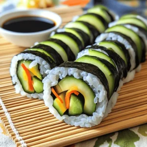 To make great sushi rolls, you need some key ingredients. Here’s what you will need: - 2 cups sushi rice - 2 ½ cups water - ½ cup rice vinegar - 2 tablespoons sugar - 1 teaspoon salt - 4 sheets nori (seaweed) These ingredients form the base for your rolls. The sushi rice sticks well, and the nori holds everything together. You can add more flavor and texture to your sushi rolls. Consider these add-ins: - 1 cucumber, julienned - 1 avocado, sliced - 1 small bell pepper, thinly sliced - 1 carrot, shredded These veggies bring freshness to your rolls. You can also use soy sauce for dipping, and wasabi and pickled ginger for extra flavor. Having the right tools makes rolling sushi easier. Here’s what you’ll need: - A bamboo sushi rolling mat - A sharp knife - A medium saucepan - A small saucepan - A large bowl These simple tools help you prepare and roll your sushi with ease. Each tool plays an important role in creating your delicious sushi rolls. For the complete recipe, check out the Full Recipe. To make great sushi, start with the rice. You need 2 cups of sushi rice. Rinse it under cold water. Keep rinsing until the water runs clear. This step removes extra starch. Drain the rice well. Next, combine the rice and 2 ½ cups of water in a medium pot. Bring it to a boil. Once it boils, lower the heat. Cover the pot and let it simmer for 20 minutes. The water should absorb fully. After that, remove the pot from heat. Let it sit covered for 10 more minutes. While you wait, mix ½ cup of rice vinegar, 2 tablespoons of sugar, and 1 teaspoon of salt in a small pot. Heat gently until the sugar dissolves. Let that mix cool. Once the rice is ready, place it in a large bowl. Pour the vinegar mixture over the rice. Use a spatula to fold the rice gently. Be careful not to mash it. Let the rice cool to room temperature. Now, let’s roll! You need a bamboo sushi mat for this part. Place it on a flat surface. Lay a sheet of nori on top, shiny side down. Wet your hands to prevent sticking. Take about a cup of sushi rice. Spread it evenly over the nori. Leave a 1-inch border at the top. Next, add your fillings. Use cucumber, avocado, bell pepper, and shredded carrot. Place a line of these veggies across the center of the rice. Start rolling from the bottom. Tuck the edge of the mat as you roll. Roll away from you, keeping it tight. Wet the top edge of the nori slightly to seal the roll. After rolling, it’s time to cut! Use a sharp knife for clean slices. Wipe the knife with a damp cloth after each cut. This keeps the edges nice and neat. Slice the roll into bite-sized pieces. Aim for about 6 to 8 pieces per roll. Arrange the sushi on a plate. Serve it with soy sauce for dipping. If you like, add wasabi and pickled ginger on the side. This process makes sushi fun and easy! You can follow the Full Recipe for all the details. Enjoy your homemade sushi! When making sushi rolls, avoid these common mistakes: - Not rinsing the rice: Rinse your sushi rice well. This removes extra starch and helps it cook better. - Overcooking the rice: Follow the cooking time closely. Overcooked rice becomes mushy and hard to roll. - Using too much filling: Less is more. Too much filling makes it hard to roll tightly. - Not sealing the roll: Wet the edges of the nori. This keeps your roll from falling apart. To make your sushi rolls burst with flavor, try these tips: - Use fresh ingredients: Fresh veggies and fish enhance taste. Always choose high-quality items. - Season the rice: Mixing rice vinegar, sugar, and salt into the rice gives it a unique flavor. - Experiment with sauces: Use soy sauce, wasabi, or spicy mayo for dipping. Each adds a different kick. - Add textures: Mix crunchy and creamy ingredients for a balanced bite. Rolling sushi can be tricky. Here are some secrets to help you succeed: - Use a sushi mat: A bamboo mat helps you roll evenly. It also makes shaping easier. - Keep hands wet: Wet hands prevent rice from sticking. This makes rolling smoother and cleaner. - Start tight: Begin rolling tightly at the bottom. Tuck the filling in as you roll. - Slice carefully: Use a sharp knife and clean it between cuts. This keeps your rolls neat and presentable. For a full recipe, check out the detailed steps above. Enjoy making sushi rolls! {{image_2}} You can use many fillings for sushi rolls. Some popular options include fresh fish like salmon or tuna. You can also try crab meat or shrimp. For a unique twist, add cream cheese or spicy mayo. The sky's the limit! You can mix and match to find your favorite flavors. Sushi rolls can be just as tasty without meat. Use fresh veggies like cucumber, avocado, and bell peppers. Try adding tofu for protein. Sweet potato tempura adds crunch and flavor. You can also use pickled vegetables for a tangy kick. These options make sushi fun for everyone. Get creative with your sushi rolls! Try a tropical roll with mango and coconut. A breakfast sushi roll with scrambled eggs and avocado is also a hit. For dessert, consider a sweet roll with nutella and strawberries. Each roll can tell a different story with flavors you love. Explore new ideas and have fun! For more detailed guidance, check out the Full Recipe. To store leftover sushi, wrap it tightly in plastic wrap. This keeps air out. Place the wrapped sushi in an airtight container. Store it in the fridge for up to 24 hours. Sushi rolls taste best when fresh, so try to eat them soon. For the best taste, keep the sushi rice and fillings separate from nori. If you know you won't eat the sushi right away, store the rice and fillings in separate containers. This helps keep everything fresh and tasty. Always check for any signs of spoilage before eating leftover sushi. Sushi is best enjoyed cold, but if you want warmth, you can reheat sushi rice. Place the rice in a microwave-safe bowl. Add a splash of water to moisten it. Cover the bowl with a damp paper towel. Heat it in short bursts of 15 seconds until warm. Avoid reheating nori, as it can become tough. To make sushi rice, start with 2 cups of sushi rice. Rinse it under cold water until it runs clear. This removes extra starch. Then, mix the rice with 2 ½ cups of water in a pot. Bring it to a boil, then lower the heat. Cover and simmer for 20 minutes. Let it sit for 10 more minutes after cooking. Finally, mix the cooled rice with a blend of ½ cup rice vinegar, 2 tablespoons sugar, and 1 teaspoon salt. This gives the rice flavor and stickiness. Yes, you can use many types of fish for sushi. Popular choices include tuna, salmon, and shrimp. Make sure the fish is fresh and safe to eat raw. You can also use cooked fish like eel or crab. If you prefer plant-based options, try marinated tofu or grilled veggies. The key is to ensure the fish or alternative is high quality. Use a sharp knife to slice sushi rolls. Wet the knife with water to prevent sticking. Cut the roll in half first, then slice each half into bite-sized pieces. Wipe the knife between cuts for clean edges. This makes your sushi look neat and appealing. Sushi rolls are best eaten fresh. If stored, they can last for up to 24 hours in the fridge. Wrap them tightly in plastic wrap to keep them moist. Avoid freezing sushi rolls, as this can ruin their texture. Always check for freshness before eating. Sushi is fun and rewarding to make at home. You learned about essential ingredients, tools, and tricks for rolling sushi. Remember to avoid common mistakes and try out different fillings for a variety of flavors. Freshness is key, so follow proper storage tips. Making sushi can be a tasty adventure for you, whether you prefer simple or creative rolls. Enjoy your sushi-making journey and impress your friends with your skills!