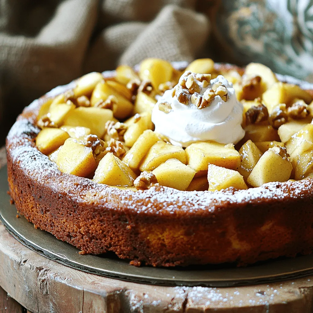 When making a flourless apple cake, the right ingredients matter. Here’s what you need: - 3 medium-sized apples, peeled, cored, and diced - 3 large eggs - 1 cup almond butter (or any nut butter of choice) - 1/2 cup maple syrup (or honey) - 1 tablespoon vanilla extract - 1 teaspoon baking soda - 1/2 teaspoon ground cinnamon - 1/4 teaspoon nutmeg (optional) - A pinch of salt - 1/2 cup chopped walnuts or pecans (optional) Feel free to get creative! You can add spices or nuts to suit your taste. For example, nutmeg adds warmth and depth, while walnuts give a nice crunch. These options let you tailor your cake to your liking. Using fresh apples is key. I recommend tart varieties like Granny Smith or Honeycrisp. They bring a lovely contrast to the sweet ingredients. This cake is simple, yet each bite bursts with flavor. For the nut butter, almond works great, but any nut butter you enjoy will do. Peanut butter brings a strong taste, while cashew butter is mild and creamy. Now that you have your ingredients ready, you’re set to create this delicious cake. For the full recipe, check out the details in the recipe section. Preparation steps 1. First, preheat your oven to 350°F (175°C). Grease an 8-inch round cake pan. You can use cooking spray or line it with parchment paper. This helps the cake come out easily. 2. In a large bowl, whisk the eggs until they look frothy. This takes about a minute. It helps to mix air into the eggs for a lighter cake. 3. Next, add almond butter, maple syrup, and vanilla to the eggs. Mix until everything is smooth and well combined. This is the base of your cake. 4. In another bowl, combine diced apples, baking soda, cinnamon, nutmeg (if using), and salt. Stir until the apples are evenly coated. This gives the apples great flavor. 5. Now, gently fold the apple mixture into the wet mixture. Be careful not to overmix. If you want nuts, fold them in now too. This adds a nice crunch to the cake. Baking instructions 1. Pour the batter into your prepared cake pan. Smooth the top with a spatula to make it even. 2. Bake for 25-30 minutes. Check if it’s done by inserting a toothpick into the center. If it comes out clean, your cake is ready. If not, give it a few more minutes. Enjoy this simple yet delightful Flourless Apple Cake! For the full recipe, check out the details above. To make your flourless apple cake perfect, you need to focus on texture. A smooth batter helps create a soft cake. When mixing, be gentle. Overmixing can make it dense. You want fluffy, not heavy. Using room temperature ingredients is key. Cold eggs and nut butter don’t blend well. They can create lumps. Let your eggs sit out for about 30 minutes. This simple step helps your cake rise nicely. Garnishing your cake can make it shine. Dust it with powdered sugar for a sweet touch. Add a dollop of whipped cream on top for creaminess. You could even try a scoop of vanilla ice cream. It pairs well with the warm apple flavor. Enjoy the cake warm or at room temperature. Each slice tastes better with good company. Pair it with coffee or tea for a delightful treat. You can find the Full Recipe to explore more serving ideas! {{image_2}} If you need a nut-free option, you can swap almond butter for sunflower seed butter. This alternative keeps the cake moist and tasty. You can also use soy nut butter or pumpkin seed butter. Each option brings its own flavor, and they all work well. For sweeteners, maple syrup and honey are both great. Maple syrup gives a rich, deep flavor. Honey is sweeter and adds a nice touch. You can use either in the same amount, so choose what you like best. You can make this cake even more fun by adding chocolate chips. They melt into the batter and give you tasty bites of chocolate. You can also sprinkle in other spices like ginger or allspice for a warm flavor. Trying different apples can change the taste too. Granny Smith apples add a tartness, while Fuji apples are sweeter. Mix and match to find your favorite combo. Each type of apple will give your cake a unique twist. For the full recipe, check the section above! To keep your flourless apple cake fresh, store it in the refrigerator. Use an airtight container to prevent it from drying out. This cake can last for up to five days in the fridge. If you want to store it longer, freezing is a great option. Wrap the cooled cake tightly in plastic wrap. Then, place it in a freezer-safe bag. This method helps keep the flavor and texture intact. The cake can be frozen for up to three months. When you want to enjoy a slice, reheating is simple. Preheat your oven to 350°F (175°C). Place the slice on a baking sheet. Cover it with foil to keep it moist. Heat for about 10 minutes. This method warms the cake without drying it out. You can also use the microwave. Heat the slice for 15-20 seconds at a time. Check it often to ensure it stays soft and delicious. Enjoy your cake warm for the best flavor! Can I use different kinds of nut butter? Yes, you can use any nut butter. Almond butter works great, but peanut or cashew butter is also good. Each nut butter gives a unique flavor. Just make sure the nut butter is smooth and creamy. How do I know if the cake is fully cooked? To check if your cake is done, insert a toothpick in the center. If it comes out clean, the cake is ready. You can also gently press the top; it should spring back. If it leaves a dent, bake it a bit longer. Is this cake suitable for gluten-free diets? Yes, this cake is gluten-free! It does not use any flour. Instead, it relies on nut butter and eggs for structure. Always check labels on your ingredients to ensure they are gluten-free. In this blog post, I shared a simple recipe for Flourless Apple Cake. We covered the key ingredients, step-by-step instructions, and essential baking tips. I offered variations for dietary needs and discussed how to store and reheat the cake. Remember, the right techniques can greatly improve your baking. Enjoy experimenting with flavors and serving ideas. This cake is not just about taste, but also fun and creativity in the kitchen. Get ready to impress everyone with your baking skills!