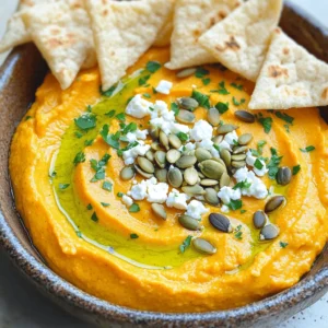 - 1 cup pumpkin puree - 4 oz feta cheese, crumbled - 1/2 cup cream cheese, softened - 2 tablespoons Greek yogurt The main ingredients create the base of the dip. Pumpkin puree gives it a nice creamy texture. Feta cheese adds a salty flavor that balances the sweet pumpkin. Cream cheese makes the dip rich and smooth. Greek yogurt adds a tangy taste, which brightens the mix. - 1 tablespoon olive oil - 1 teaspoon garlic powder - 1 teaspoon smoked paprika - 1/2 teaspoon salt - 1/4 teaspoon black pepper - Optional: toasted pumpkin seeds, fresh parsley Seasonings are key to making this dip pop. Olive oil adds richness and helps the flavors blend. Garlic powder gives a nice savory note. Smoked paprika adds warmth and a hint of smokiness. Salt and black pepper enhance all the flavors. To make it extra special, add toasted pumpkin seeds and chopped parsley. They give a nice crunch and fresh look. For the full recipe, you can check the original source. To make the pumpkin whipped feta dip, start by combining the base ingredients. In a medium mixing bowl, add the pumpkin puree, crumbled feta cheese, softened cream cheese, and Greek yogurt. These ingredients create a smooth and flavorful base. Next, blend the mixture to achieve creaminess. You can use a hand mixer or a food processor. Blend until the mix is smooth and fluffy. This step is key for the perfect texture. Now it's time to adjust the seasoning for flavor. Drizzle in the olive oil, then add garlic powder, smoked paprika, salt, and black pepper. Blend again until everything is well mixed. Taste the dip and adjust the seasoning as needed. If you want a bolder taste, feel free to add more smoked paprika. Garnishing the dish makes it more appealing. Transfer the whipped feta dip to a serving bowl. Top it with toasted pumpkin seeds and chopped parsley. This adds extra texture and a pop of color. For pairing options, this dip is great with pita chips, fresh veggies, or crusty bread. Each option brings a different flavor and crunch that complements the creamy dip. Enjoy this treat at your next gathering or snack time. For the full recipe, check the [Full Recipe]. To make your dip smooth, use a food processor. This tool blends everything well. If you don’t have one, a hand mixer works too. Start with the cream cheese. Softened cream cheese is key for a creamy texture. Leave it out for 30 minutes before mixing. This small step makes a big difference. You can boost the flavor with spices. Try adding a pinch of cayenne for heat. A dash of cinnamon adds warmth too. Fresh herbs like thyme or chives can brighten up the dip. Just chop them finely before mixing. These small tweaks can elevate your pumpkin whipped feta dip to a new level. For the full recipe, check out the details above. {{image_2}} If you want to switch things up, there are great options. You can use goat cheese instead of feta. Goat cheese gives a tangy taste that pairs well with pumpkin. Creamy ricotta is another alternative for feta. It makes the dip light and fluffy. For a non-dairy option, try cashew cream. Blend soaked cashews with a bit of water. This will give you a smooth and creamy texture. You can also use tofu cream cheese for a dairy-free choice. It has a mild flavor and takes on the taste of other ingredients well. You can create sweet or savory versions of this dip. For a sweet twist, add maple syrup or honey. This makes a great spread for toast or bagels. You might also mix in cinnamon or nutmeg for warmth. For savory flavors, think about adding fresh herbs. Chopped thyme or rosemary can elevate the taste. You can also use chili flakes for a spicy kick. Seasonal adaptations are fun too! During the holidays, try adding cranberries for a festive touch. This adds color and a nice tartness. You can find the full recipe to get started on this tasty dip! To keep your Pumpkin Whipped Feta Dip fresh, store it in an airtight container. This helps to lock in the flavors and keep the dip creamy. Use glass or plastic containers with tight-fitting lids. Avoid using bowls that are not sealed well, as air can dry out the dip. In the fridge, this dip lasts about 5 days. Make sure to keep it cold and check for any signs of spoilage before serving. If you want to save it for later, you can freeze the dip too. Just place it in a freezer-safe container, leaving some space at the top for expansion. It can last up to 3 months in the freezer. When ready to use, thaw it overnight in the fridge. Re-blend it before serving to regain that smooth texture. Yes, you can make this dip ahead of time. Store it in the fridge. Put it in an airtight container. It will stay fresh for up to three days. The flavors will blend and taste even better. Just give it a good stir before serving. You have many options to serve with this dip. Here are some tasty ideas: - Pita chips - Fresh veggies like carrots and cucumbers - Crusty bread - Tortilla chips - Sliced apples or pears These pairings add crunch and freshness. You can also use it as a spread on sandwiches. Yes, fresh pumpkin can be used. First, cut the pumpkin into pieces. Remove the seeds and skin. Then, steam or roast the pieces until soft. After that, blend it until smooth. This process takes more time, but fresh pumpkin adds a nice flavor. This blog post covered how to make a delicious Pumpkin Whipped Feta Dip. We started with the key ingredients and flavors you'll need. Then, I walked you through simple steps for preparation. I shared tips for creaminess and flavor too. Lastly, we explored ways to store and enjoy your dip. I hope you feel excited to try this tasty recipe. It’s easy to make and share. You can adapt it to match your taste, ensuring everyone enjoys it. Happy dipping!