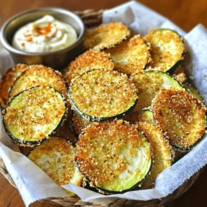 To make the best crunchy zucchini chips, here are the essential ingredients you'll need: - 2 medium zucchinis - 1 cup breadcrumbs (panko for extra crunch) - 1/2 cup grated Parmesan cheese - 1 teaspoon garlic powder - 1 teaspoon onion powder - 1 teaspoon paprika - 1/2 teaspoon salt - 1/4 teaspoon black pepper - 2 large eggs - Cooking spray or olive oil for drizzling Choosing the right zucchinis is key to great chips. Look for firm, bright green zucchinis. They should feel heavy for their size. Avoid ones with soft spots or blemishes. For breadcrumbs, I recommend using panko. Panko gives a great crunch! Regular breadcrumbs work too, but they may not be as crispy. Each serving of these zucchini chips has about: - 150 calories - 7 grams of fat - 9 grams of carbs - 5 grams of protein - Vitamins A and C for added health benefits Enjoy these chips guilt-free as a tasty snack! For the full recipe, check the section above. To start, wash the zucchinis under cool water. Trim the ends off each zucchini. Slice them into thin rounds, about 1/8 inch thick. Use a sharp knife for clean cuts. Pat the slices dry with a paper towel. This step helps them get crispier in the oven. Next, you need to coat the zucchini slices. In one bowl, whisk two large eggs until they are well beaten. In another shallow dish, mix the breadcrumbs, Parmesan cheese, garlic powder, onion powder, paprika, salt, and black pepper. Dip each zucchini slice in the egg. Let any extra egg drip off. Then, coat it in the breadcrumb mixture. Press gently to make sure the crumbs stick well. Now, it's baking time! Preheat your oven to 225°F (110°C). Line two baking sheets with parchment paper. Arrange the coated zucchini slices in a single layer on the sheets. Make sure they don’t overlap. This helps them bake evenly. Lightly spray the tops with cooking spray or drizzle with olive oil for an extra crunch. Bake them for 2-3 hours or until they turn golden brown and crispy. Remember to flip the slices halfway through baking. This ensures even cooking and crispiness on both sides. When your zucchini chips are done, let them cool for a few minutes on the baking sheets. Then, transfer them to a wire rack to cool completely. For a fun presentation, serve the chips in a rustic basket lined with parchment paper. Pair them with a side of garlic aioli or your favorite dipping sauce. Enjoy your crunchy snack! To get those perfect crunchy zucchini chips, moisture removal is key. I like to slice zucchinis into thin rounds, about 1/8 inch thick. After slicing, I pat them dry with a paper towel. This step is simple but crucial for crispiness. You can also sprinkle a bit of salt on the slices and let them sit for about 20 minutes. This helps draw out even more water. When it comes to your oven, set it to 225°F (110°C) for the best results. Low and slow baking ensures even cooking and maximum crunch. Baking at this temperature allows the moisture to escape without burning the chips. One common mistake is overcrowding the baking sheet. When you place too many zucchini slices together, they steam instead of bake. Make sure to arrange them in a single layer with space in between. This allows hot air to circulate and helps them crisp up nicely. Another mistake is skipping the egg wash process. The egg helps the breadcrumbs stick better. If you miss this step, the coating can fall off during baking. Dip each slice into the beaten eggs before coating it in breadcrumbs. For extra flavor, consider adding spices and herbs to your breadcrumb mix. Garlic powder and paprika add a nice kick, but you can experiment with your favorites. Try adding cayenne for heat or Italian seasoning for a classic touch. Fresh herbs like thyme or rosemary also work well. Don't be afraid to mix and match! {{image_2}} To keep things fun, try different seasonings on your zucchini chips. Here are some tasty ideas: - Italian Blend: Use oregano, basil, and Parmesan cheese. - Spicy Mix: Add cayenne pepper and chili powder for heat. - Sweet and Savory: Mix cinnamon and a hint of sugar for a unique twist. You can also use different coatings. Instead of breadcrumbs, try crushed cashew nuts for a nutty flavor. For vegan options, use chickpea flour instead of eggs. This keeps the chips crisp while making them plant-based. If you want to change up how you cook, try these methods: - Air Fryer: This method cooks the chips quickly. Set your air fryer to 375°F (190°C). Place the coated zucchini slices in a single layer. Cook for about 10 to 12 minutes, flipping halfway through. - Pan-Frying: For a fast snack, heat oil in a pan over medium heat. Fry the coated slices for 2-3 minutes on each side until golden brown. This method gives a nice crunch, but be sure to watch them closely. Zucchini chips taste great with dips. Here are some of my favorites: - Garlic Aioli: This creamy dip adds a rich flavor. - Salsa: A fresh, zesty option that adds a kick. - Hummus: This smooth dip brings a nice balance to the crunchy chips. Check out the Full Recipe for step-by-step details on making these delicious zucchini chips! To keep your zucchini chips crunchy, start with a cool, dry place. Store them in an airtight container. This helps keep moisture out. If you have leftovers, wait until they are fully cooled before putting them away. For best results, use glass or plastic containers with tight lids. Avoid paper bags; they let air in, which makes chips soft. If you want to save some chips for later, freezing is a great option. First, let the chips cool completely. Then, place them in a single layer on a baking sheet. Freeze for about one hour. After that, transfer the chips to a freezer-safe bag. This way, they won’t stick together. Label the bag with the date, and use them within three months for the best taste. To bring back the crunch, you can reheat your chips. Preheat your oven to 350°F (175°C). Spread the chips on a baking sheet in a single layer. Heat for about 5 to 10 minutes. Keep an eye on them to avoid burning. This will help restore their crispy texture, making them tasty again! You can use several methods for coating zucchini chips without breadcrumbs. One option is to use finely ground nuts, like almonds or cashews. They add flavor and crunch. Another method is to use a mix of grated cheese and spices. This also gives a nice flavor. You can even try using cornmeal or crushed rice cereal for a gluten-free option. These alternatives can work just as well and may even add unique flavors to your chips. Yes, a dehydrator works great for zucchini chips. Start by slicing the zucchinis thinly, just like in the oven method. You want them about 1/8 inch thick. Pat them dry to remove moisture. Then, season them with salt or your favorite spices. Lay the slices in a single layer on the dehydrator trays. Set it to 125°F (52°C) and let them dry for about 6 to 10 hours. Check them every few hours. They are done when they are crisp and snap easily. There are a few reasons your zucchini chips may not be crispy. First, if the zucchini slices are too thick, they won't dry out properly. Aim for thin, even slices. Another common issue is moisture. Make sure to pat the slices dry before coating them. If you overcrowd the baking sheet, the chips will steam instead of bake. Lastly, not baking them long enough can leave them chewy. Bake until they turn golden brown for the best crunch. In this post, we covered how to make crispy zucchini chips. You learned about key ingredients, like fresh zucchinis and different breadcrumb types. I shared step-by-step prep and baking techniques for the perfect crunch. We discussed tips to avoid common mistakes and explored fun variations. Finally, I provided storage methods to keep your chips fresh. Try these tips and enjoy your crispy snacks!