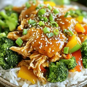 For this tasty dish, you'll need a few main items: - 4 boneless, skinless chicken thighs - 1/2 cup honey - 1/4 cup soy sauce (low-sodium recommended) - 3 cloves garlic, minced - 1 tablespoon ginger, freshly grated - 1 tablespoon sesame oil - 1 teaspoon red pepper flakes (optional for spice) These ingredients create a sweet and savory sauce that makes the chicken shine. If you want to kick up the flavor, consider adding: - 1 cup broccoli florets - 1 cup sliced bell peppers (any color) - 2 green onions, chopped (for garnish) - Sesame seeds (for garnish) These extras not only add taste but also make the dish more colorful and fun. You can swap out some items if needed. For honey, maple syrup works well. If you lack soy sauce, try coconut aminos for a similar taste. You can use any boneless chicken cut, like breasts. For a vegan option, replace chicken with tofu or tempeh. These swaps keep the meal versatile and appealing. For the complete recipe, check out the Full Recipe. To start, gather your ingredients. You’ll need chicken thighs, honey, soy sauce, garlic, ginger, and sesame oil. You can use a mixing bowl for this. First, mix the honey, soy sauce, minced garlic, ginger, and sesame oil. Whisk it all together until it blends well. This sauce is key to your dish. Next, place the chicken thighs at the bottom of the slow cooker. Pour the honey garlic sauce over the chicken. Make sure each piece is coated nicely. Cover the slow cooker. Cook on low for 6-7 hours or high for 3-4 hours. The chicken will be tender and full of flavor. The honey garlic sauce is simple yet delicious. Use fresh garlic and ginger for the best taste. You can adjust the sweetness or saltiness by changing the honey or soy sauce amounts. For a spicy kick, add red pepper flakes, but this is optional. This sauce works well with the chicken and adds great flavor. Adding veggies can make your meal more nutritious. I like to use broccoli and bell peppers. They add color and crunch. About 30 minutes before serving, add these veggies to the slow cooker. Stir gently with the chicken and sauce. This way, they will cook but still stay crisp. Enjoy your tasty honey garlic chicken with a side of rice or noodles! To make your honey garlic chicken stand out, focus on these tips: - Choose the right chicken: I use boneless, skinless chicken thighs. They stay juicy and tender. - Cut your garlic finely: The more you chop garlic, the stronger the flavor. - Balance the sauce: Taste your honey garlic sauce before cooking. Adjust honey or soy sauce for your taste. - Watch the cooking time: Overcooking will dry out the chicken. Aim for 6-7 hours on low. Meal prepping your honey garlic chicken can save time and stress. Here’s how: - Prep your sauce: Mix the sauce a day ahead. Store it in the fridge to save time. - Trim chicken ahead: Trim the chicken thighs and store them in an airtight bag. This step makes cooking faster. - Layer wisely: Place chicken at the bottom. This way, it soaks up all the sauce goodness. - Add veggies later: Put in the broccoli and bell peppers during the last 30 minutes. They stay crisp and vibrant. Pair your honey garlic chicken with these tasty side dishes: - Steamed rice: It soaks up the sauce perfectly. - Noodles: Try egg noodles or rice noodles for a fun twist. - Fresh salad: A simple salad adds crunch and freshness to the meal. - Roasted vegetables: They add color and flavor to your plate. For the complete recipe, refer to the Full Recipe section. {{image_2}} You can switch out chicken for other proteins. Try pork tenderloin for a rich taste. Beef chuck works well too; it becomes tender after slow cooking. If you want a lighter option, use turkey cutlets. Each protein absorbs the honey garlic sauce nicely. Just adjust the cooking time based on the protein you choose. Want to add some heat? Mix in more red pepper flakes or a splash of hot sauce. You can also use Sriracha for a fun twist. For a savory touch, add soy sauce or teriyaki sauce. If you like citrus, try adding lime or lemon juice. This brightens the dish and adds depth to the flavor. You can make a delicious vegetarian version too. Replace chicken with tofu or tempeh. These options soak up the sauce well. For a hearty meal, use chickpeas or lentils. Adding extra veggies, like zucchini or snap peas, boosts nutrition. This way, you keep the flavor while making it plant-based. To keep your honey garlic chicken fresh, let it cool first. Place it in an airtight container. This helps keep moisture in and air out. Store it in the fridge for the best flavor. If you want to keep it longer, consider freezing it. Just make sure to use a freezer-safe container. Leftover chicken can last in the fridge for about 3 to 4 days. If you freeze it, you can keep it for up to 3 months. Always label your containers with the date. This way, you know how long it's been stored. When you're ready to eat, reheat the chicken in a pan over low heat. You can also use the microwave. If using the microwave, cover it to keep the moisture in. Heat until it's warm all the way through. Add a splash of water or extra sauce if it seems dry. Enjoy your delicious meal again! Yes, you can use frozen chicken. However, I recommend thawing it first. Frozen chicken may not cook evenly and can take longer. If you use frozen chicken, cook on high for about 5-6 hours. Always check that the chicken is fully cooked before serving. To thicken the sauce, you can use cornstarch. Mix 1 tablespoon of cornstarch with 2 tablespoons of water. Stir this mix into the sauce about 30 minutes before it's done. Let it cook until it thickens. You can also reduce the sauce by cooking it longer with the lid off. You can serve this dish with many sides. I love it over rice or noodles. Steamed veggies are great too. You could also pair it with a fresh salad or some warm bread. These sides balance the sweet and savory flavors of the chicken. Yes, you can make this recipe in advance. Prepare the chicken and sauce, then store them in the fridge. Cook it the next day in your slow cooker. This makes meal prep easy and saves time. Just remember to adjust the cooking time if it's cold from the fridge. For the full recipe, refer to the section above. You learned about the key ingredients for slow cooker honey garlic chicken and ways to add flavor. I shared tips for cooking and suggested great side dishes. You can even try different proteins or spice up the dish. Proper storage and reheating help you enjoy this meal longer. With these ideas and steps, you can make a tasty meal that your whole family will love. Cooking is fun, and you can get creative in the kitchen!