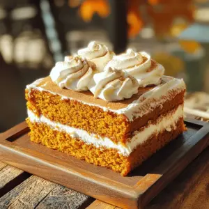 - 1 ½ cups all-purpose flour - 1 cup granulated sugar - ½ cup brown sugar, packed - 2 teaspoons baking powder - 1 teaspoon baking soda - 1 teaspoon ground cinnamon - 1 teaspoon ground nutmeg - ¼ teaspoon ground ginger - ¼ teaspoon allspice - ½ teaspoon salt - ½ cup unsalted butter, softened - 1 cup canned pumpkin puree - 2 large eggs - 1 cup brewed coffee, cooled - 1 teaspoon vanilla extract - 1 cup powdered sugar - 2 tablespoons milk - Whipped cream (optional) This cake combines the warm flavors of fall with a rich coffee twist. The dry ingredients include flour, sugars, baking powder, baking soda, and spices. Each spice brings a unique flavor. Cinnamon adds warmth, while nutmeg, ginger, and allspice give depth. The salt balances the sweetness and enhances flavors. For the wet ingredients, we use softened butter, which creates a rich texture, and pumpkin puree for moisture and flavor. Eggs help bind everything together. Brewed coffee gives a nice kick, while vanilla adds sweetness. For the frosting, powdered sugar and milk blend to create a smooth topping. You can add whipped cream on top for extra texture and taste. This mix of ingredients makes the cake moist, flavorful, and a true delight for the senses. - Preheat oven to 350°F (175°C). - Grease and flour two 8-inch round cake pans. Start by preheating your oven. This step is key. While the oven heats, prepare your pans. Greasing and flouring helps the cakes release easily. A well-prepared pan means less mess. - Cream butter and sugars. - Incorporate pumpkin puree and eggs. - Add brewed coffee and vanilla. In a mixing bowl, cream together the softened butter, granulated sugar, and brown sugar. Mix until the mixture is light and fluffy. This process takes a few minutes. Next, beat in the pumpkin puree and eggs. Make sure they combine well. Then, stir in the cooled brewed coffee and vanilla extract. This blend gives the cake its moist texture and rich flavor. - Whisk dry ingredients. - Gradually mix dry into wet ingredients. In a separate bowl, whisk together the dry ingredients. This includes flour, baking powder, baking soda, cinnamon, nutmeg, ginger, allspice, and salt. Whisking ensures the spices are evenly distributed. Gradually add this mixture to the wet ingredients. Mix until just combined. Be careful not to overmix, as this can lead to a tough cake. - Divide batter into pans. - Bake and check doneness. - Cooling instructions. Now, divide the batter evenly between the prepared cake pans. Bake in your preheated oven for about 25 to 30 minutes. To check for doneness, insert a toothpick into the center of each cake. If it comes out clean, they are ready. Once baked, allow the cakes to cool in the pans for about 10 minutes. Then, transfer them to wire racks to cool completely. - Prepare frosting mixture. - Frost the cooled cake layers. For the frosting, mix the powdered sugar and milk until smooth. Adjust the thickness to your liking by adding more sugar or milk. Once the cakes are cool, place one layer on a serving plate. Spread frosting over the top, then add the second layer. Frost the top and sides of the cake. For a fun touch, top with whipped cream and a sprinkle of cinnamon. To get a great texture in your Pumpkin Spice Latte Cake, do not overmix. Overmixing can make the cake tough. Mix just until the ingredients blend. Also, use room temperature ingredients. They mix better and create a smooth batter. You can add a fun touch with a whipped cream topping. Just spread it on top after frosting. A sprinkle of cinnamon gives your cake a warm, cozy look. It also adds a nice flavor boost. Serve the cake on a nice plate to impress your guests. You can pair it with coffee or tea. Each sip will enhance the cake's warm flavors. Enjoy every bite with a warm drink for a true treat! {{image_2}} You can make this cake even more fun with extra flavors. Try adding chocolate chips for a rich twist. They melt into the cake and create a delightful surprise. Caramel drizzle on top adds sweetness and a pretty look. If you need a gluten-free option, swap all-purpose flour for a gluten-free blend. This keeps the cake moist and tasty. The cake tastes great with different frostings. Cream cheese frosting adds a tangy flavor that pairs well with the spices. To make it, mix cream cheese with powdered sugar and a bit of vanilla. If you love chocolate, try chocolate ganache. Just melt chocolate with cream, let it cool, and pour it over the cake for a rich topping. You can easily adjust ingredients based on your needs. For a dairy-free version, use coconut milk or almond milk instead of milk in the frosting. This keeps it creamy without dairy. If you want to reduce sugar, swap granulated sugar for a sugar substitute like stevia or erythritol. Just be sure to check the package for the right amounts to use. To keep your pumpkin spice latte cake fresh at room temperature, cover it with plastic wrap or store it in an airtight container. This will help keep it moist. The cake can stay out for up to two days. If you want to keep it in the fridge, wrap it in plastic wrap or place it in a cake box. This way, it can last up to a week. Just remember to let it come to room temperature before serving. If you want to save some cake for later, freezing is a great option. First, let the cake cool completely. Then, wrap each layer in plastic wrap tightly. After that, place the wrapped layers in a freezer bag or container. This keeps them fresh for about three months. When you're ready to enjoy the cake, take it out and thaw it in the fridge overnight. If you need it faster, you can set it on the counter for a few hours. Just don’t rush this part; it helps keep the cake delicious! Yes, you can make this cake ahead of time. I often bake it a day before serving. Just cool the layers completely. Then, wrap them in plastic wrap. Store them in the fridge. This keeps the cake moist and fresh. To check if the cake is done, insert a toothpick into the center. If it comes out clean, the cake is ready. You can also gently press the cake's top. If it springs back, it's done baking. If you don't have brewed coffee, use strong brewed tea instead. You can also mix hot water with a bit of instant coffee. This keeps the flavor close to the original recipe. The cake lasts about 3 to 4 days at room temperature. If you store it in the fridge, it can last up to a week. Just make sure to cover it well to keep it fresh. Yes, you can use a different pan size. Just adjust the baking time. A larger pan will bake faster, while a smaller one will take longer. Always check for doneness with a toothpick. This blog post covered all you need to know to bake a delicious cake. We talked about choosing dry and wet ingredients, from flour to vanilla. You learned step-by-step mixing, baking, and frosting tips. Remember to avoid overmixing for the best texture. You can customize the cake with new flavors or frosting styles. Store leftovers at room temperature or freeze for later. Happy baking! Enjoy every slice of your creation and share with friends.