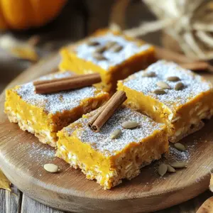 - 1 ½ cups rolled oats - 1 cup pumpkin puree - 1/2 cup almond milk (or milk of choice) - 1/4 cup maple syrup - 1/4 cup honey or agave syrup These main ingredients give the bars their base flavor and texture. The rolled oats provide a hearty chewiness. Pumpkin puree adds a rich, moist quality. Almond milk makes it creamy, while maple syrup and honey add a touch of sweetness. - 2 large eggs - 1 teaspoon vanilla extract - 1 teaspoon ground cinnamon - 1/2 teaspoon ground nutmeg - 1 teaspoon baking powder - 1/4 teaspoon salt These extra ingredients help bind everything together. Eggs add structure and moisture. Vanilla extract enhances the sweetness. Ground cinnamon and nutmeg bring warm spice notes. Baking powder helps the bars rise, while salt balances the flavors. - 1/2 cup chopped nuts (e.g., walnuts or pecans) - 1/4 cup dried cranberries or chocolate chips You can add nuts for crunch and texture. Dried cranberries bring a sweet-tart flavor, while chocolate chips satisfy sweet cravings. Feel free to mix and match based on your taste. 1. Preheat your oven to 350°F (175°C). 2. Grease an 8x8-inch baking pan or line it with parchment paper. 3. In a large bowl, combine these dry ingredients: - 1 ½ cups rolled oats - 1 teaspoon baking powder - 1 teaspoon ground cinnamon - 1/2 teaspoon ground nutmeg - 1/4 teaspoon salt Mix them well until they are evenly blended. 1. In another bowl, whisk together these wet ingredients: - 1 cup pumpkin puree - 1/2 cup almond milk (or any milk you prefer) - 1/4 cup maple syrup - 1/4 cup honey or agave syrup - 2 large eggs - 1 teaspoon vanilla extract Whisk until the mixture is smooth and well combined. 1. Pour the wet mixture into the dry ingredients. Stir until just combined. 2. Fold in your choice of add-ins like: - 1/2 cup chopped nuts (like walnuts or pecans) - 1/4 cup dried cranberries or chocolate chips (optional) 3. Pour this mix into the prepared pan, spreading it evenly. 4. Bake in your preheated oven for 25-30 minutes. The edges should turn golden. Check doneness by inserting a toothpick in the center. It should come out clean. 5. Let the bars cool for about 10 minutes in the pan. Then, transfer them to a wire rack to cool completely. 6. Once cooled, cut them into squares or rectangles and enjoy! To make your pumpkin oatmeal bars fluffy, mix the ingredients well. When you combine the dry and wet mixes, do not over-mix. Just stir until everything is blended. This helps keep air in the batter, making it light. Using room temperature ingredients is key. Eggs and milk mix better at room temperature. This helps your bars rise nicely and stay fluffy. To check if your bars are done, insert a toothpick in the center. If it comes out clean, your bars are ready. If it has batter on it, bake a bit longer. For golden edges, keep an eye on the sides. They should turn a nice golden brown. You can also rotate the pan halfway through baking for even color. For a beautiful presentation, serve the bars on a wooden platter. Lightly dust them with powdered sugar for a sweet touch. Add a sprinkle of pumpkin seeds or cinnamon sticks on the side. These bars pair well with a warm cup of tea or coffee. You can also enjoy them with a dollop of yogurt for extra creaminess. {{image_2}} To make these bars a bit healthier, you can change the sweeteners. Instead of using honey, try using more maple syrup or agave syrup. Both are great for sweetness and have fewer calories. Using gluten-free oats is another option. If you or someone you know has a gluten allergy, this switch helps keep everyone safe. Just check the package to ensure they are truly gluten-free. You can switch up the spices too. If you want more heat, add ginger or cloves. They will give your bars a warm kick. You can also mix in different nuts, like almonds or cashews, for a new crunch. Dried fruits are a fun add-in. Try raisins or chopped dates for a sweet twist. You can even add chocolate chips if you want extra sweetness. Just remember to keep the mix balanced! If you need vegan options, swap the eggs for flax eggs. To make one flax egg, mix one tablespoon of ground flaxseed with three tablespoons of water. Let it sit for a few minutes to thicken. For allergen substitutions, you can use plant-based milk instead of almond milk. Coconut milk or oat milk work well too. These simple swaps help everyone enjoy the bars without worry. To keep your fluffy pumpkin oatmeal bars fresh, use airtight containers. Glass or plastic containers work great. Make sure they close tightly to keep out air and moisture. You can store the bars at room temperature for a day or two. If you want to keep them longer, place them in the fridge. This helps preserve their taste and texture. These bars last up to a week in the fridge. If you keep them at room temperature, they are best within two days. Always check for signs of spoilage. If you see mold or smell something off, it’s best to toss them. To freeze the bars, first cut them into pieces. Wrap each piece in plastic wrap or foil. Then, place them in a freezer-safe bag or container. They can last for up to three months in the freezer. When you want to enjoy them again, simply take out a piece. Let it thaw in the fridge overnight or at room temperature for a few hours. You can also warm them in the oven for a few minutes to bring back that fresh-baked taste. Can I substitute pumpkin puree with something else? Yes, you can use applesauce instead of pumpkin puree. It will keep the bars moist. How can I make these bars vegan? To make these bars vegan, replace the eggs with flax eggs. Use 1 tablespoon of flaxseed mixed with 2.5 tablespoons of water for each egg. Can I use quick oats instead of rolled oats? You can use quick oats, but the texture may change. Rolled oats give a chewier bite. What is the best way to reheat these bars? Reheat the bars in the microwave for about 15 seconds. This warms them without drying them out. How do I know when they are done baking? The bars are done when the edges are golden brown. A toothpick inserted in the center should come out clean. These fluffy pumpkin oatmeal bars are easy to make and tasty. You combine simple ingredients like oats, pumpkin puree, and spices. The step-by-step guide helps you mix and bake them perfectly. For fluffiness, follow our tips on mixing and temperature. You can even customize flavors and make them healthier. Store them right, and they stay fresh longer. Enjoy this versatile snack any time. Make these delicious bars today and share them with friends!