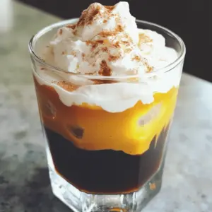 To make your Vegan Pumpkin Cream Cold Brew, gather the following items: - 1 cup cold brew coffee - 1/2 cup unsweetened almond milk - 1/4 cup pumpkin puree - 2 tablespoons maple syrup - 1 teaspoon pumpkin pie spice - 1 teaspoon vanilla extract - Whipped coconut cream for topping - Ground cinnamon for garnish You can switch out some ingredients for what you like. Try these options: - Alternative plant-based milks: Use oat, soy, or coconut milk instead of almond milk. - Sweetener options: Agave or date syrup can replace maple syrup. - Homemade pumpkin puree vs. store-bought: Making your own pumpkin puree is fun and fresh, but store-bought works well too. Picking the right ingredients makes your drink better. Here’s what to consider: - Selecting the best cold brew: Look for cold brew that is smooth and rich. Try local brands for unique flavors. - Organic vs. non-organic pumpkin puree: Organic is often fresher and has no additives. It’s worth the extra cost. - Why quality maple syrup matters: Good maple syrup adds depth to your drink. It should be pure with no fillers. To start, grab a small bowl. Add in the pumpkin puree and almond milk. Then, pour in the maple syrup, pumpkin pie spice, and vanilla extract. Use a whisk to mix everything together. You want a smooth and creamy blend. If it looks lumpy, keep whisking until it is well combined. This pumpkin cream mixture will be rich and flavorful. Next, take a serving glass and fill it with cold brew coffee. Pour the pumpkin cream mixture into the glass with the cold brew. Use a spoon or a straw to gently stir. Make sure they mix well for the best flavor. Ice is key here! Add ice cubes to keep your drink chilled and refreshing. This helps balance the flavors and makes every sip enjoyable. Now, let's make it special! For a whipped coconut cream topping, take a can of coconut cream. Scoop it into a bowl. Whip it until it’s light and fluffy. This adds a nice touch. You can also sprinkle ground cinnamon on top or use a cinnamon stick for garnish. It makes your drink look great and adds extra flavor. Enjoy your vegan pumpkin cream cold brew! To get the best flavor, start with sweetness. Use maple syrup to sweeten your drink. You can add more or less, depending on your taste. If you want a stronger spice flavor, try adding more pumpkin pie spice. Adjusting these two parts will give you a drink you love. Presentation matters for any drink. I recommend using clear glassware. This way, you can see the lovely layers of your cold brew and pumpkin cream. For a stunning look, layer your pumpkin cream on top of the cold brew. Pour slowly to keep the layers separate. To save time, you can prep your pumpkin cream the night before. Just mix the pumpkin puree, almond milk, and spices, and store it in the fridge. This makes it easy to whip up your drink in the morning. For leftover cold brew, keep it in an airtight container in the fridge. This way, it stays fresh for your next cup! {{image_2}} You can change the flavor of your Vegan Pumpkin Cream Cold Brew easily. One fun way is to add cocoa. This gives your drink a mocha twist. Just mix in a tablespoon of cocoa powder with your pumpkin cream. It adds depth and a touch of chocolatey goodness. Another option is to incorporate nutmeg. It offers a warm spice note that complements the pumpkin. You can add about 1/4 teaspoon of nutmeg to the pumpkin cream mixture. This small change can create a new flavor experience. If you want a creamier texture, consider different dairy-free options. Whipped coconut cream works great as a topping. To make it, chill a can of coconut milk overnight. Scoop the solid part and whip it until fluffy. This adds a rich and creamy layer to your drink. You can also use cashew cream. Soak cashews in water for a few hours. Then blend them with water until smooth and creamy. This option adds a richer taste compared to almond milk. This recipe is perfect for a cold drink, but you can adapt it for a hot one too. To make a hot version, simply heat your almond milk and pumpkin puree mixture on the stove. Stir until warm, then mix with hot brewed coffee. For serving suggestions, you can top the hot drink with whipped coconut cream or serve it plain. For the cold version, use ice cubes to keep it cool and refreshing. Each version has its charm and can fit any mood! To keep your pumpkin cream mixture fresh, store it in the fridge. Use an airtight container to prevent any odors from seeping in. This mixture stays tasty for up to five days. For the cold brew coffee, keep it in a sealed jar. This helps maintain its rich flavor. Cold brew coffee can last up to two weeks in the fridge. Store it in a cool place, away from sunlight. The pumpkin puree, once opened, stays fresh for about a week. If you use canned pumpkin, check the label for the best storage tips. You can freeze the pumpkin cream for later use. Pour it into ice cube trays and freeze until solid. This way, you can pop out a cube whenever you want to make a drink. When you need it, place the cubes in the fridge to thaw. Use them in your cold brew or add to smoothies for a tasty treat. Vegan Pumpkin Cream Cold Brew is a rich drink made with cold brew coffee and pumpkin cream. It includes: - Cold brew coffee - Unsweetened almond milk - Pumpkin puree - Maple syrup - Pumpkin pie spice - Vanilla extract - Whipped coconut cream - Ground cinnamon This drink is both creamy and flavorful. The pumpkin adds a nice touch. It is perfect for fall or any time you crave something special. Yes, you can use regular milk, but it won't be vegan. Almond milk is a great dairy-free choice. Other options include oat milk, soy milk, or coconut milk. Each alternative adds a unique flavor. Make sure to choose unsweetened types for the best taste. To make your drink more festive, consider adding spices like nutmeg or cloves. You can also top it with: - Extra whipped coconut cream - Crushed graham crackers - A cinnamon stick These additions enhance the look and flavor. They create a cozy, warm vibe perfect for the holidays. Many cafes offer ready-made vegan pumpkin cream cold brew. Look for brands like Califia Farms or Starbucks. When buying, check for: - Vegan labels - Ingredient quality - Sweetness level This way, you can ensure a tasty drink without any non-vegan ingredients. To sum up, this blog post covered how to make a delicious vegan pumpkin cream cold brew. We discussed essential ingredients like cold brew coffee and pumpkin puree, along with tips on choosing quality items. You learned about preparation steps, variations, and clever storage methods. Don't forget to customize your drink with spice and sweetness to match your taste. Enjoy experimenting with this recipe as you create your own version of this fall favorite!