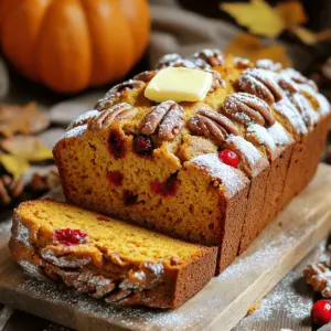 - 1 cup canned pumpkin puree - 1/2 cup vegetable oil - 3/4 cup brown sugar - 1/2 cup granulated sugar - 3 large eggs - 2 cups all-purpose flour - 1 teaspoon baking soda - 1/2 teaspoon baking powder - 1 teaspoon ground cinnamon - 1/2 teaspoon ground nutmeg - 1/2 teaspoon salt - 1 cup fresh or dried cranberries - 1 cup pecans, chopped - Prep Time: 15 minutes - Cook Time: 60-70 minutes - Servings: 8-10 This recipe is simple and needs just a few items. You can find all of these in most stores. The pumpkin adds moisture and flavor. The oils blend well with the sugars, creating sweetness. Cranberries give a tart bite, while pecans add a nice crunch. This mix makes a tasty bread that everyone loves. You can find the full recipe for all the steps and tips to make it perfect. - Preheat your oven to 350°F (175°C). - Grease a 9x5-inch loaf pan with butter or oil. - In a large bowl, combine canned pumpkin puree, vegetable oil, brown sugar, and granulated sugar. - Mix well until smooth. - Add the eggs one at a time, whisking after each to blend. - In another bowl, mix flour, baking soda, baking powder, cinnamon, nutmeg, and salt. - Gradually combine the dry mix with the wet mix, stirring gently. - Gently fold in cranberries and chopped pecans. - Pour the mixture into the prepared loaf pan, smoothing the top. - Bake for 60-70 minutes. - Use a toothpick to check if it comes out clean. - If the bread gets too brown, cover it with foil for the last 15 minutes. - Let the bread cool in the pan for 10 minutes. - Transfer it to a wire rack to cool completely. Follow these steps to make your Cranberry Pecan Pumpkin Bread. For the complete guide, check the Full Recipe. Enjoy the process and watch as it fills your kitchen with warmth and a delightful aroma! - Use a kitchen scale for accurate measurements. This ensures your bread has the right texture. - Avoid overmixing the batter. This keeps your bread light and fluffy. Mix until just combined. - Substitute ingredients like using applesauce for oil. This makes a healthier version. Applesauce adds moisture without extra fat. - Experiment with spice levels. You can adjust cinnamon and nutmeg to match your taste. If you like warm spices, add more! - To know when the bread is done, look for a golden-brown color. It should spring back when touched. - Use a toothpick for testing doneness. Insert it into the center; it should come out clean. This means your bread is ready! Feel free to check out the full recipe for more details! {{image_2}} You can easily change the flavor of your cranberry pecan pumpkin bread. If you want a sweeter treat, add chocolate chips. They pair well with the pumpkin and cranberries. Another option is to swap out pecans for walnuts. Walnuts have a rich taste and add a nice crunch. If you follow a gluten-free diet, you can make this bread with almond or gluten-free flour. Both options work well and keep the bread light. For those who want a vegan version, replace the eggs with flax eggs. To make one flax egg, mix one tablespoon of ground flaxseed with two tablespoons of water. Let it sit for a few minutes until it thickens. To give your bread a fresh twist, add some orange zest. This adds a bright, citrusy flavor that pairs nicely with pumpkin. You can also include holiday spices like ginger or cloves. These spices will create a warm and cozy aroma, perfect for the season. For the full recipe, check here: [Full Recipe]. Keep your cranberry pecan pumpkin bread at room temperature. Wrap it in plastic. It stays fresh for up to 3 days. This way, you can enjoy it without losing flavor. For longer storage, freeze the bread. Wrap it well in aluminum foil. This method keeps it good for up to 3 months. When you want to eat it, thaw it in the refrigerator. You can also let it sit at room temperature to defrost. To enjoy warm slices, use a microwave or toaster oven. Heat them gently to avoid drying out. Serve with butter for added flavor. It makes the bread even more delicious! Yes, but make sure it’s cooked and pureed properly. Fresh pumpkin can taste great. It may also change the texture a bit. Always ensure it’s smooth before adding to the mix. Insert a toothpick into the center; it should come out clean. If it has batter on it, bake longer. Keep an eye on the color too. The bread should be golden brown. Absolutely! Adjust baking time to about 25-30 minutes for mini loaves. Check doneness with a toothpick. Mini loaves are perfect for gifts or gatherings. They bake faster but taste just as good. Great with butter, cream cheese, or as part of a holiday brunch spread. You can also pair it with tea or coffee. The flavors mix well with sweet spreads. Enjoy it warm for the best taste! This article covered how to make delicious Cranberry Pecan Pumpkin Bread. We discussed key ingredients and each step of the baking process. I shared tips to improve your baking, along with fun variations. Remember, you can adjust flavors and substitute ingredients to make it your own. This bread is perfect for any season, whether it’s a cozy treat or a holiday favorite. Enjoy making this easy recipe, and share it with friends and family for a tasty experience. Happy baking!
