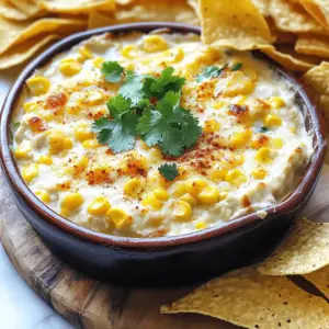 To make this tasty Baked Elote Dip, you need the following: - 2 cups corn (fresh, frozen, or canned, drained) - 1 cup cream cheese, softened - 1/2 cup sour cream - 1/2 cup mayonnaise - 1 cup shredded Monterey Jack cheese - 1 cup crumbled feta cheese - 2 tablespoons lime juice - 2 teaspoons chili powder - 1/2 teaspoon smoked paprika - 1/4 cup fresh cilantro, chopped (plus more for garnish) - Salt and pepper to taste Using fresh corn gives the dip a bright flavor. If fresh corn is hard to find, frozen corn works well too. Canned corn is also fine; just drain it well before using. For the creaminess, I prefer full-fat cream cheese. It blends smoothly and creates a rich base. You can swap the sour cream and mayonnaise for Greek yogurt if you want a lighter option. The cheeses bring both flavor and texture. Monterey Jack melts beautifully, while feta gives a salty kick. You can use cheddar or queso blanco if you prefer. When it comes to seasonings, chili powder adds warmth, and smoked paprika gives depth. Adjust the spice level to your taste. If you want it spicier, add more chili powder or diced jalapeños. For garnishing, fresh cilantro adds a nice touch. If you're not a fan, green onions work too. This dip is flexible, so feel free to mix and match ingredients to suit your palate! First, you need to prepare the baking dish. I like to grease it well with butter or oil. This step helps the dip slide out easily. Next, soften your cream cheese. Take it out of the fridge and let it sit for about 15 minutes. You want it soft enough to mix well. If you use canned corn, be sure to drain it. This keeps your dip from getting too watery. Now, let's mix the creamy ingredients. In a large bowl, combine the softened cream cheese, sour cream, and mayonnaise. Use a spatula to mix until it's smooth. Then, add lime juice, chili powder, smoked paprika, salt, and pepper. Stir until all the spices blend well. Next, fold in the corn, shredded Monterey Jack cheese, crumbled feta cheese, and chopped cilantro. Mix gently so you don’t break up the corn. It’s time to bake! Transfer the mixture into your greased baking dish. Spread it evenly across the surface. Preheat your oven to 375°F (190°C) before baking. Place the dish in the oven and bake for about 25 to 30 minutes. You will know it’s done when the dip is hot, bubbly, and golden on top. To check doneness, look for a nice golden crust and bubbling edges. Once it’s ready, let it cool for a few minutes. Then, add more cilantro on top for freshness before serving. To make your Baked Elote Dip shine, choose your cheeses wisely. I love using a blend of Monterey Jack and feta. The Monterey Jack melts well, while feta adds a salty tang. You can try other cheeses too, like cheddar or pepper jack for a kick. Adjusting the spice level is easy. For a mild dip, use less chili powder. If you like heat, add jalapeños or more chili powder. Always taste as you go to find your perfect balance. The best dippers for this dip are tortilla chips. They add a nice crunch. You can also use sliced veggies like carrots or cucumbers. Crackers work well, too. For parties, serve it in a warm dish. You can place it in the center of a table for everyone to enjoy. This dip is great for game days, family gatherings, or casual get-togethers. Add toppings before baking to make your dip even better. Try mixing in some diced tomatoes or more cilantro. You can top it with extra cheese for a golden crust. Pair this dip with a refreshing drink. Cold beer or a fruity soda complements the flavors well. A light margarita also makes a perfect match. Enjoy your dip with friends and family! {{image_2}} To make a vegetarian Baked Elote Dip, swap out the dairy with vegan alternatives. Use vegan cream cheese, sour cream, and mayonnaise. This change keeps the dip creamy while being plant-based. You can also add black beans for texture. They bring a nice bite and extra protein. Just mix them in with the other ingredients. If you love heat, try adding jalapeños or banana peppers to your dip. Chop them finely and mix them in. They add a nice kick that pairs well with the corn. You can also serve the dip with hot sauce on the side. Choose your favorite hot sauce to let everyone spice it up to their taste. Make your dip fresh by using seasonal produce. In summer, add diced tomatoes or sweet bell peppers. In fall, consider adding roasted butternut squash for sweetness. You can adapt the recipe for holidays too. For example, top the dip with cranberry sauce for a festive twist during Thanksgiving. To keep your Baked Elote Dip fresh, store it in the fridge. First, let it cool to room temperature. Then, place it in an airtight container. This helps maintain its creamy texture and flavor. You can store it for up to three days. If you want to keep it longer, freeze it. Use a freezer-safe container to prevent freezer burn. It can last for up to three months in the freezer. When you’re ready to eat it again, just thaw it overnight in the fridge. Reheating your dip can be easy. The oven is best for reheating. Preheat it to 350°F (175°C). Place the dip in an oven-safe dish, cover it with foil, and heat for about 20 minutes. This method keeps the dip creamy and prevents it from drying out. You can also use a microwave. Heat it in short bursts of 30 seconds, stirring in between. This helps maintain a nice texture. Serve your leftover dip warm with fresh tortilla chips, veggie sticks, or crackers for the best taste experience. Yes, you can make Baked Elote Dip ahead of time. Prepare the dip and place it in the baking dish. Cover it tightly and store it in the fridge. When you are ready to bake, let it sit at room temperature for about 30 minutes. Then, bake it as directed. This way, you save time on the day of the gathering. You can use fresh, frozen, or canned corn. Fresh corn gives a great texture and flavor. If using frozen corn, thaw it first. Canned corn is convenient, but drain it well to avoid excess liquid. All types work well, so choose what you have available. Yes, you can mix and match cheeses. Monterey Jack adds creaminess, while feta gives a nice tang. Try adding cheddar for a sharper flavor. You can also use a blend of cheeses to enhance the dip. Just keep the overall amount the same for best results. Absolutely! Serve Baked Elote Dip with gluten-free tortilla chips or sliced veggies. Fresh veggies like bell peppers and cucumbers make great dippers. Ensure that any chips you choose are labeled gluten-free to keep everything safe. To spice up your dip, add diced jalapeños or hot sauce. You can mix these in with the other ingredients. Adjust the amount based on your heat preference. For a smoky flavor, consider adding more chili powder or smoked paprika. Enjoy the heat! This blog post covered the essential elements for creating a delicious Baked Elote Dip. You learned about the ingredients, step-by-step instructions, and helpful tips for perfecting the dish. We also explored variations and storage tips to make it your own. Enjoy experimenting with flavors and serving this dip at your next gathering. Remember, the best part is sharing it with friends and family. With practice, your Baked Elote Dip will impress everyone. Enjoy your cooking journey!