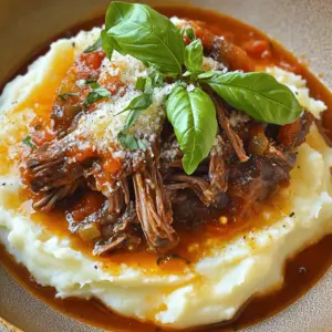 - 2 lbs beef short ribs, bone-in - 1 large onion, diced - 2 carrots, diced - 2 celery stalks, diced - 4 cloves garlic, minced - 1 can (14 oz) crushed tomatoes - 2 cups beef broth To create a rich short rib ragu, you need quality beef short ribs. The bone-in type adds more flavor. The vegetables make the sauce hearty. Use onion, carrots, celery, and garlic. The crushed tomatoes provide a thick base, while beef broth adds depth. - 2 teaspoons dried thyme - 1 teaspoon dried oregano - Salt and pepper to taste - 1 bay leaf - Fresh basil, for garnish (optional) - 1/2 cup grated Parmesan cheese Seasoning is key to elevating your ragu. Thyme and oregano bring earthiness. Salt and pepper enhance flavor. A bay leaf adds a subtle aroma. For garnish, fresh basil gives brightness. Finally, Parmesan cheese adds a creamy finish to the dish. - Seasoning and Searing Short Ribs Start with the beef short ribs. Generously season them with salt and pepper. Heat olive oil in a large pot over medium-high heat. Add the short ribs and sear them on all sides. This should take about 8 to 10 minutes. You want them browned, not cooked through. Once browned, take them out and set aside. - Sautéing the Vegetables In the same pot, lower the heat to medium. Add the diced onion, carrots, and celery. Sauté these for about 5 to 7 minutes until they soften. Then, add minced garlic and cook for an extra minute. The smell will be amazing! - Incorporating All Ingredients Now, return the short ribs to the pot. Pour in the crushed tomatoes and beef broth. Add the dried thyme, dried oregano, and bay leaf. Stir everything well to combine. - Simmering Process for Tender Ribs Bring the mixture to a gentle simmer. Cover the pot and reduce the heat to low. Let it cook for about 2 to 3 hours. This slow cooking makes the ribs tender. The meat should fall off the bone with ease. - Shredding the Meat After cooking, remove the short ribs from the pot. Let them cool for a bit. Discard the bones and shred the meat using two forks. Return the shredded meat to the pot. Stir it into the sauce and let it simmer for another 15 to 20 minutes. This thickens the sauce and enhances the flavor. - Preparing the Parmesan Mash While the ragu simmers, make your mashed potatoes. Blend in the grated Parmesan cheese to make it creamy. This cheesy mash will pair perfectly with your ragu. Now, you're ready to serve this delightful dish! Best Methods for Searing To sear short ribs well, use a heavy pot or Dutch oven. Heat olive oil over medium-high heat. Make sure the pot is hot before adding the ribs. This helps create a brown crust. Sear the ribs for about 8-10 minutes. Turn them to brown all sides. This step adds flavor and texture to your ragu. Simmering Tips for Tender Meat After searing, keep the heat low for simmering. Low heat lets the meat cook slowly. Cover the pot to trap moisture. Simmer for 2-3 hours. This helps the meat become tender. Stir occasionally to prevent sticking. The meat should fall off the bone when done. Alternative Cuts of Meat If you can't find short ribs, use chuck roast. It has a similar taste and texture. You can also try brisket for a different flavor. Both cuts work well in ragu. Vegetable Variations Feel free to mix in other vegetables. Mushrooms add depth to the sauce. Peas or bell peppers can brighten the dish. Just chop them small and add them with the onions. This keeps the cooking time similar. {{image_2}} Gluten-Free Options You can easily make this dish gluten-free. Use gluten-free beef broth and check your crushed tomatoes for any gluten. This small change keeps the flavor without the gluten. Vegetarian Alternatives For a vegetarian twist, swap the short ribs for mushrooms. Use portobello or shiitake mushrooms for a rich taste. Replace the beef broth with vegetable broth. This gives you a hearty meal without meat. Adding Wine or Other Spices Try adding red wine while cooking the ragu. A cup of dry red wine boosts flavor. You can also mix in spices like smoked paprika or red pepper flakes for a kick. This adds depth and warmth to the dish. Exploring Different Cheeses While Parmesan is a classic choice, feel free to experiment. Try Gruyère or Pecorino for a unique taste. Each cheese brings its own flavor, making your mash even better. Don't be afraid to mix cheeses for a richer profile. - Best Practices for Refrigeration: After enjoying your short rib ragu, let it cool down. Store it in an airtight container. It will last for 3 to 4 days in the fridge. Make sure to place a layer of plastic wrap on top before sealing. This helps keep the moisture in. - Freezing Tips: If you want to save it longer, freezing is great. Use a freezer-safe container or freezer bags. Remove as much air as possible. Label with the date. This dish can last for up to 3 months in the freezer. When ready to eat, just thaw in the fridge overnight. - Methods for Best Texture: The best way to reheat short rib ragu is on the stove. Place it in a saucepan over low heat. Stir often to avoid sticking. Heat until warmed through. If it’s too thick, add a splash of beef broth. - Tips to Avoid Drying Out: To keep it moist, cover the pot while reheating. You can also add a little olive oil or broth as needed. This helps keep the sauce rich and delicious. What if I can’t find short ribs? If you can’t find short ribs, use chuck roast instead. Cut it into large chunks. It has good fat and flavor. You can still achieve a tasty ragu. Just cook it the same way you would the short ribs. Can this dish be made in a slow cooker? Yes, you can make this dish in a slow cooker. Sear the meat first, then add all the ingredients to the slow cooker. Cook on low for 6-8 hours. This method makes the meat tender and easy to shred. How can I make the mash creamier? To make the mash creamier, add more butter and milk. You can also use sour cream or cream cheese. Blend the potatoes well for a smooth texture. Don’t skip the Parmesan; it adds great flavor! What wine pairs well with this dish? A rich red wine works best. Try a Cabernet Sauvignon or a Merlot. These wines complement the flavors of the ragu well. Serve a glass alongside the meal for a perfect match. How to present the meal for special occasions? For a special touch, use a nice plate. Spoon the ragu over the mash and garnish with fresh basil. You can add a sprinkle of extra Parmesan on top. This makes the dish look elegant and inviting! This article covered making a delicious dish with beef short ribs and fresh veggies. You learned how to season, sear, and simmer for tender meat. I shared tips for selecting ingredients and storing leftovers, along with answers to common questions. You can easily adapt this recipe to fit your needs and tastes. Enjoy creating this dish and impressing others with your cooking skills. Trust me, they will love it!