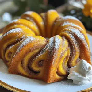 - 2 ½ cups all-purpose flour - 1 ½ teaspoons baking powder - 1 teaspoon baking soda - 1 teaspoon salt - 1 teaspoon ground cinnamon - 1 cup unsalted butter, softened - 1 ½ cups granulated sugar - 4 large eggs - 1 teaspoon vanilla extract - 1 cup buttermilk - ½ cup packed brown sugar - 2 tablespoons ground cinnamon - ½ cup chopped pecans or walnuts (optional) Gather these ingredients to make your cinnamon swirl bundt cake. Each one plays a key role in creating the perfect blend of flavors and texture. The dry ingredients provide the base and structure of the cake. Flour gives it body, while baking powder and baking soda help it rise. The salt enhances the flavor, and cinnamon adds warmth. For the wet ingredients, the softened butter brings richness. Sugar creates sweetness, and the eggs add moisture and help bind everything together. Vanilla extract gives a lovely aroma, while buttermilk adds a touch of tang that makes the cake tender. The swirl mixture is where the magic happens. Brown sugar and cinnamon create that delightful cinnamon flavor throughout the cake. The chopped nuts add crunch and a nutty taste, though you can skip them if you prefer. By mixing these ingredients, you set the stage for a delicious dessert that will impress anyone who tries it. First, preheat your oven to 350°F (175°C). This step is key for even baking. While the oven heats, take a 10-cup bundt pan. Grease it well with butter. Then, sprinkle flour inside. This will help the cake release easily after baking. In a medium bowl, whisk together the following dry ingredients: - 2 ½ cups all-purpose flour - 1 ½ teaspoons baking powder - 1 teaspoon baking soda - 1 teaspoon salt - 1 teaspoon ground cinnamon Make sure they are well combined and free of lumps. Set this bowl aside for now. In a large mixing bowl, beat 1 cup of softened unsalted butter with 1 ½ cups of granulated sugar. Use a mixer on medium speed. Beat until the mixture is light and fluffy, which takes about 3-4 minutes. This step adds air to the batter. Next, add 4 large eggs one at a time. Mix well after each egg. Then stir in 1 teaspoon of vanilla extract. Now it’s time to mix the wet and dry ingredients. Gradually add the dry mixture to the butter mixture. Alternate with 1 cup of buttermilk. Start and end with the flour mixture. Mix until just combined. Be careful not to overmix; this keeps the cake tender. In a small bowl, combine ½ cup of packed brown sugar, 2 tablespoons of ground cinnamon, and chopped nuts if you’re using them. This will be your swirl mixture. To assemble the cake, pour half of the batter into the bundt pan. Sprinkle half of the swirl mixture on top. Then, add the rest of the batter. Finally, sprinkle the remaining swirl mixture on top. Use a knife or skewer to gently swirl the mixtures together. This creates those beautiful swirls. Bake your cake in the preheated oven for 55-65 minutes. It’s done when a toothpick inserted into the center comes out clean. Once baked, let the cake cool in the pan for about 10-15 minutes. After that, carefully invert it onto a wire rack to cool completely. Enjoy the lovely aromas filling your kitchen! To get the best texture in your cinnamon swirl bundt cake, avoid overmixing the batter. When you combine the wet and dry ingredients, mix just until you see no more flour. If you mix too much, the cake can become tough. Using room temperature ingredients is also key. When butter and eggs are at room temperature, they blend better. This helps create a light, fluffy cake. You can boost the flavor by adding new spices or ingredients. Try using nutmeg or ginger for a warmer taste. You can also mix in chocolate chips or dried fruit for a fun twist. If you like nuts, adding walnuts or pecans gives a nice crunch. Presentation can make your cake shine. After it cools, dust the top with powdered sugar. This adds a lovely touch. You can also serve it with whipped cream on the side. Pairing it with a warm drink like coffee or tea makes it even better. Enjoying a slice of this cake with friends will surely bring smiles! {{image_2}} If you want to make this cake nut-free, it's easy! Just skip the nuts in the swirl mixture. You can use more brown sugar and cinnamon instead. The cake still tastes great without them. This way, you can enjoy the cake without worrying about allergies. Want to change things up? You can add chocolate chips or fruit to the batter. Chocolate chips will add a sweet touch. You can use blueberries or raspberries for a fruity bite. Just fold in about a cup of your choice after mixing the wet and dry ingredients. This makes the cake more fun and tasty! You can also make this cake gluten-free! Just swap out the all-purpose flour for a gluten-free blend. Make sure the blend has xanthan gum, which helps with texture. The rest of the recipe stays the same. This way, everyone can enjoy a slice of this delicious cake. Store your cinnamon swirl bundt cake at room temperature for short-term freshness. Keep it in an airtight container. If you want it to last longer, place it in the fridge. This helps keep the cake moist and fresh, but it may change the texture slightly. To freeze your bundt cake, let it cool completely first. Wrap it tightly in plastic wrap and then in foil. This double wrap prevents freezer burn. When you're ready to eat it, take it out and let it thaw in the fridge overnight. For quicker thawing, leave it at room temperature for a couple of hours. If stored properly, the cake stays fresh for about 5 days at room temperature. In the fridge, it can last for up to a week. When frozen, it keeps well for about 3 months. For the best taste and texture, try to eat it within this time frame. Enjoy your delicious cake while it's fresh! Yes, you can. If you want a lighter cake, try using cake flour. Cake flour has less protein than all-purpose flour. This makes the cake softer. You can also use whole wheat flour. It gives a hearty taste but may change the texture. If you use a different flour, adjust the liquid slightly. Always check the flour package for guidance on ratio changes. To keep your cake from sticking, grease the pan well. Use butter or oil to coat the inside. After greasing, sprinkle flour all over the pan. Tap out the excess flour. You can also use a non-stick spray. This helps create a smooth release. Let the cake cool for a few minutes after baking. Then flip it onto a wire rack to cool completely. Yes, you can prepare the cake a day in advance. Make the cake and let it cool completely. Wrap it in plastic wrap or foil. Store it at room temperature. This keeps it fresh. If you want to bake even earlier, freeze the cake. Wrap it tightly and freeze. When ready to serve, thaw in the fridge overnight. This keeps the cake tasty and moist. This blog post covered key ingredients and steps for a delicious cake. We explored dry and wet ingredients, the swirl mixture, and step-by-step baking instructions. I shared tips for great texture and flavor, along with variations for special diets. Remember to store your cake properly for the best taste. Whether you're hosting or treating yourself, this recipe will impress. Enjoy baking!