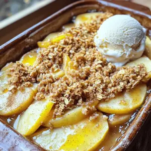 To make the ultimate apple crisp, you need fresh, tasty items. Here’s what you need: - 6 medium apples (Granny Smith or Honeycrisp), peeled and sliced - 1 tablespoon lemon juice - 1 teaspoon cinnamon - 1/2 teaspoon nutmeg - 1/4 cup brown sugar - 1 cup rolled oats - 1 cup all-purpose flour - 1/2 cup granulated sugar - 1/2 cup unsalted butter, melted - 1 teaspoon vanilla extract - Pinch of salt These apples bring a nice tartness. The lemon juice keeps them bright. Cinnamon and nutmeg add warmth and flavor. Brown sugar gives a sweet touch. Oats and flour create a crunchy topping. Butter and vanilla bring everything together. You can add some fun extras to your crisp. Consider these options: - 1/2 cup chopped pecans or walnuts - Substitute honey or maple syrup for brown sugar. - Use gluten-free flour for a gluten-free option. These swaps can change the taste and texture. Nuts add crunch. Honey or maple syrup gives a different sweetness. Gather a few tools to make this recipe easier: - A large mixing bowl - A greased 9x13 inch baking dish - A smaller mixing bowl - A spatula or spoon for mixing Having the right tools makes cooking smooth. You’ll mix and layer easily with these items. Enjoy the process as much as the final dish! First, gather your apples. I like using Granny Smith or Honeycrisp. They give a nice, tart flavor. Peel and slice six medium apples. Place them in a large bowl. Add one tablespoon of lemon juice. This helps keep the apples from browning. Now, sprinkle in one teaspoon of cinnamon, half a teaspoon of nutmeg, and a quarter cup of brown sugar. Toss the apples gently until they are fully coated. Spread this apple mixture into a greased 9x13 inch baking dish. In another bowl, combine one cup of rolled oats, one cup of all-purpose flour, and half a cup of granulated sugar. Pour in half a cup of melted unsalted butter and one teaspoon of vanilla extract. Mix everything together until it looks crumbly. If you want, add half a cup of chopped pecans or walnuts for extra crunch. This topping will give your crisp that delightful texture. Preheat your oven to 350°F (175°C). Once your oven is hot, sprinkle the crumble topping evenly over the apples in the baking dish. Bake it for 35 to 40 minutes. You want the top to turn golden brown and the apples to get soft. When it's done, let the crisp cool for a few minutes. This helps the flavors blend together. Serve it warm, and maybe add a scoop of vanilla ice cream or whipped cream on top. Enjoy every bite! To make the best apple crisp, follow these simple tips. First, preheat your oven to 350°F (175°C) before mixing the ingredients. This helps the crisp bake evenly. Use a greased baking dish for easy serving. Check the crisp after 35 minutes. The top should look golden brown. If it gets too brown, cover it with foil. Let it cool for a few minutes before serving. This will help the juices settle. Choosing the right apples is key for a tasty crisp. I love using Granny Smith or Honeycrisp apples. Granny Smith adds tartness, while Honeycrisp gives sweetness and crunch. Look for firm apples without bruises. Fresh apples will give your crisp the best flavor. If you want more variety, mix different apples. This adds depth to the taste. Serving apple crisp is fun and easy. I suggest serving it warm for the best taste. Top it with a scoop of vanilla ice cream. The cold ice cream melts into the warm apples. You can also add a dollop of whipped cream. For extra flavor, sprinkle cinnamon dust on top. Try pairing it with a cup of hot tea or coffee. The warm drinks balance the dessert nicely. Enjoy your delicious apple crisp with friends and family! {{image_2}} You can make a gluten-free apple crisp easily. Swap all-purpose flour for gluten-free flour. This keeps the taste and texture just right. Look for a blend that works in baking. Most blends have the right mix of flours. Your crisp will still be tasty and warm. Nuts add a nice crunch to your apple crisp. You can use pecans or walnuts for this recipe. If you want something different, try almonds or hazelnuts. Just chop them up and mix them in. They bring flavor and texture. Each nut gives a unique twist to the dish. Adding seasonal fruits makes your apple crisp special. Dried cranberries or raisins work great. Toss in a half cup of either with the apples. They add a bit of tartness and chewiness. You can also try fresh berries in the summer. Seasonal fruits keep your crisp exciting year-round. To store leftover apple crisp, let it cool first. Cover the dish with plastic wrap or aluminum foil. You can also transfer it to an airtight container. Store in the fridge for up to three days. If you want to keep it longer, freezing is a great option. To reheat your apple crisp, preheat your oven to 350°F (175°C). Place the crisp in a baking dish. Cover it with foil to keep it moist. Heat for about 15-20 minutes. If you want a crunchy topping, remove the foil for the last 5 minutes. For long-term storage, freeze the apple crisp before baking. Wrap it tightly in plastic wrap and then foil. Label it with the date. You can freeze it for up to three months. When ready to bake, thaw it in the fridge overnight. Then bake as directed. This keeps the flavors fresh and delicious! Yes, you can use different apples. Try Fuji, Gala, or Braeburn apples. Each type gives your crisp a unique taste. For a sweet flavor, use Honeycrisp. For a tart kick, go with Granny Smith. Mixing types offers great flavor and texture. To keep your filling from being watery, add a bit of lemon juice. This helps balance the moisture. You can also use a thickener, like cornstarch or flour. Toss the apples with these before baking to soak up extra juice. Yes, you can prepare apple crisp beforehand. Just slice your apples and mix them with lemon juice. Store the apple mix in the fridge for up to one day. You can also prepare the topping and keep it separate. Assemble and bake when ready to serve. If you lack rolled oats, you can use quick oats. They work well, but make sure to check the texture. You can also use crushed nuts or even granola as a topping. This adds a crunchy twist to your crisp. Absolutely! Brown sugar adds a rich, caramel flavor. You can swap it in equal amounts for granulated sugar. This change will make your apple crisp even more delicious. It pairs perfectly with the apples and spices. This blog post covered how to make the ultimate apple crisp, from choosing apples to baking. We explored key ingredients and equipment you'll need. I shared helpful tips for perfect baking results and delicious variations to try. You learned how to store leftovers and answered common questions. Remember, making apple crisp can be fun and easy. Don’t hesitate to experiment with flavors and ingredients you love. Enjoy serving this warm dessert to friends and family!